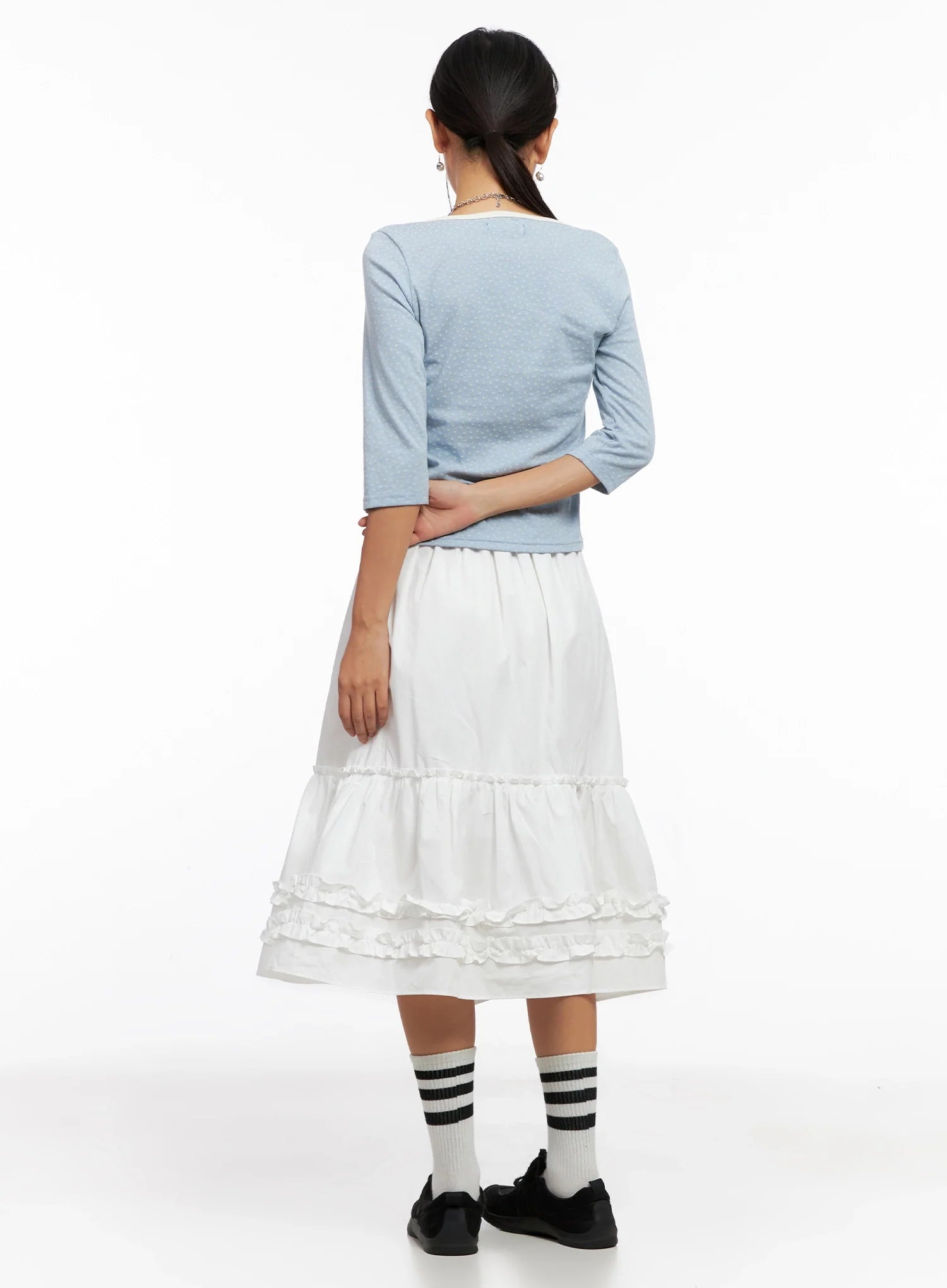 Ruffle Layered Midi Skirt IG527