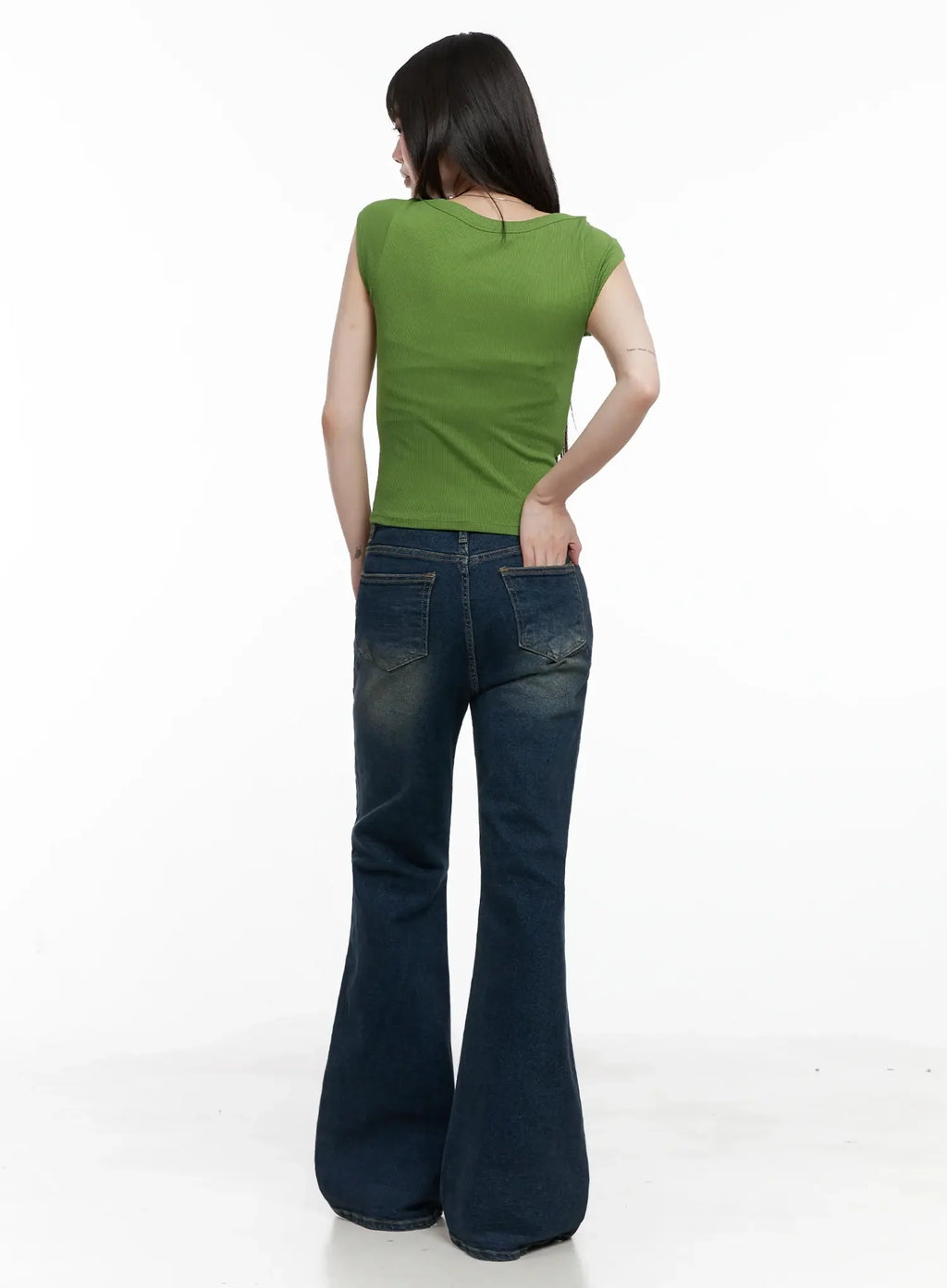 Seoyeon High-Waist Distressed Flare Jeans IL531