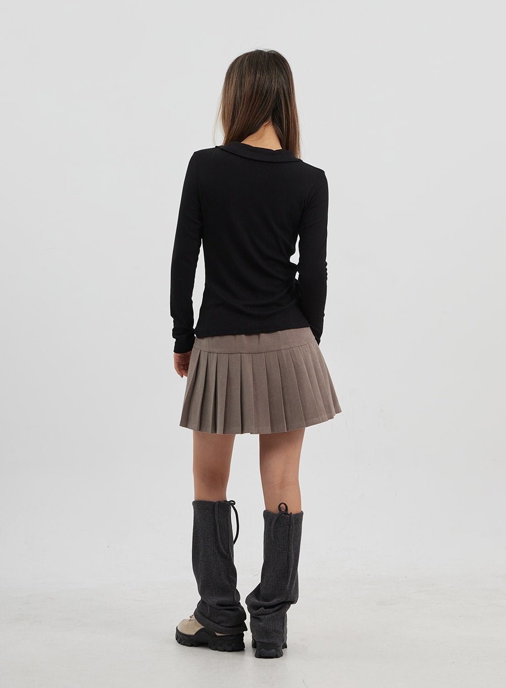 Ruffle Bust Button V-Neck Top CJ325