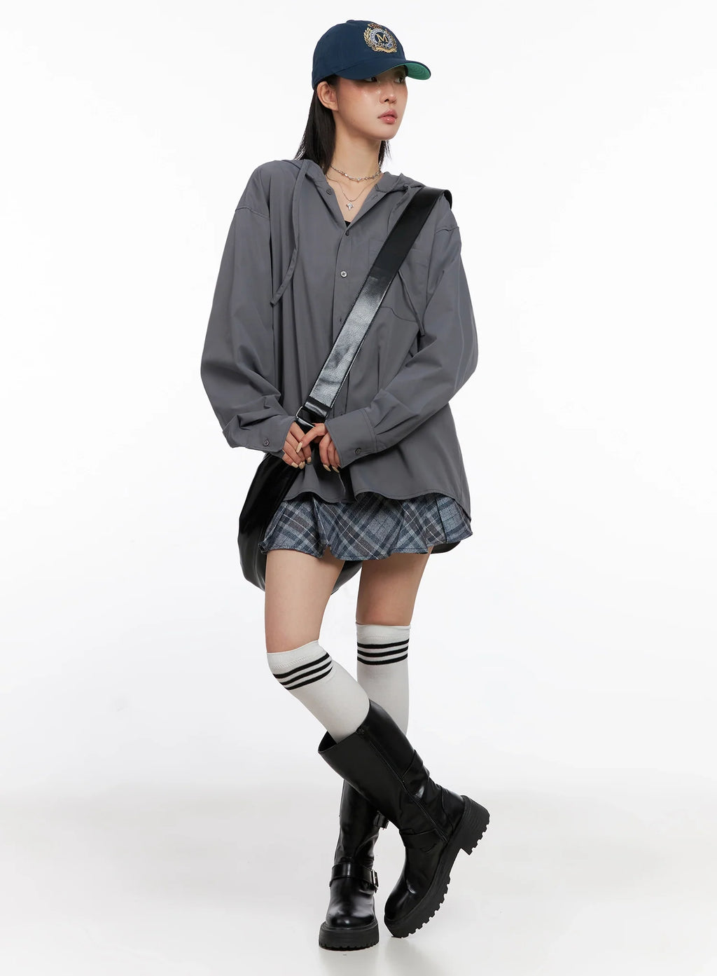 Checkered Pleated Mini Skirt IS508