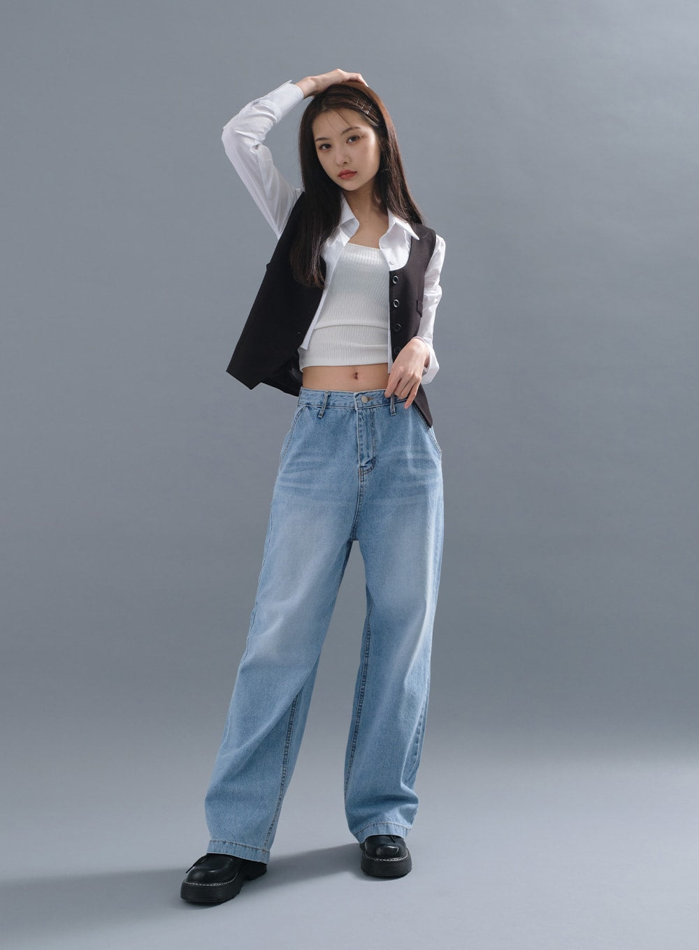 Cropped Button Down Vest CM3