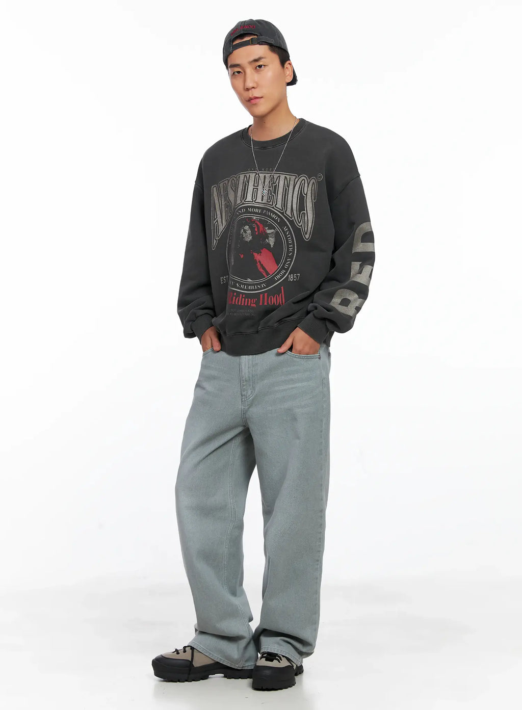 Men's Casual Vintage Washed Wide-Leg Jeans IS509