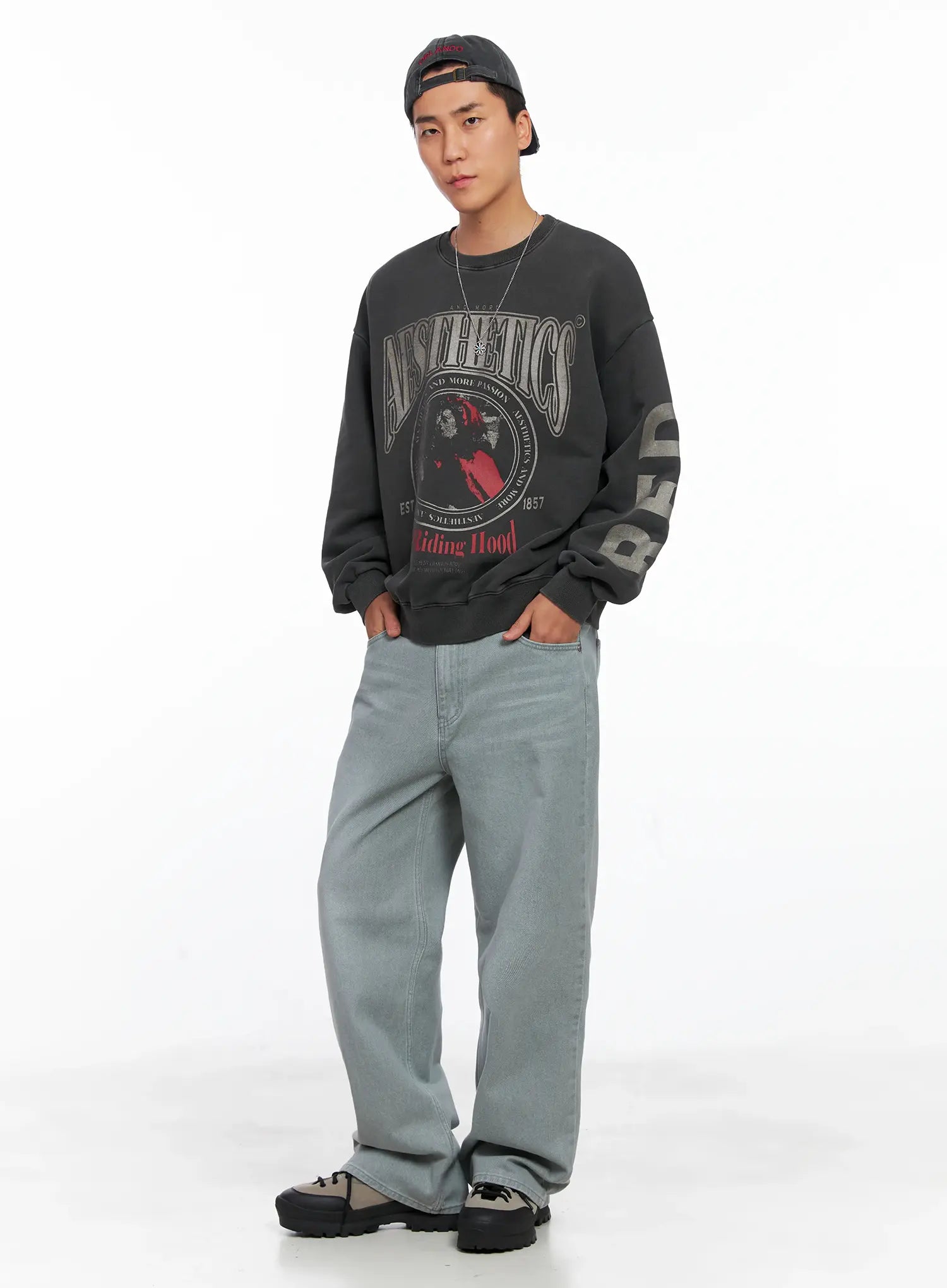 Men's Casual Vintage Washed Wide-Leg Jeans IS509