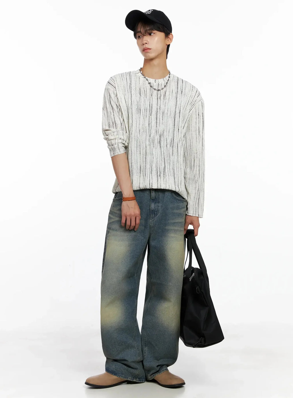 Men's Vertical Stripe Long Sleeve Shirt IO516