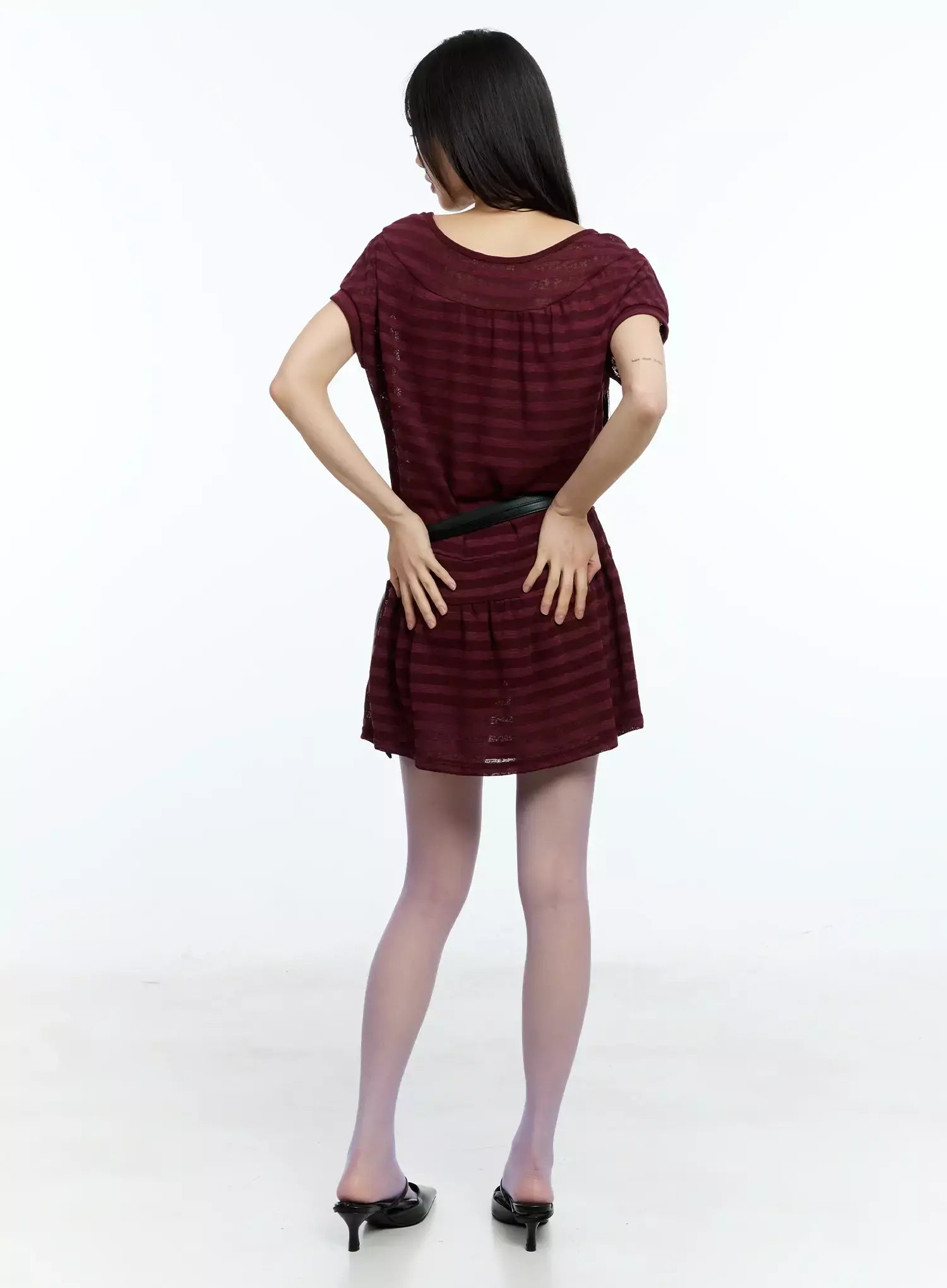 Striped Relaxed-Fit Mini Dress IU524