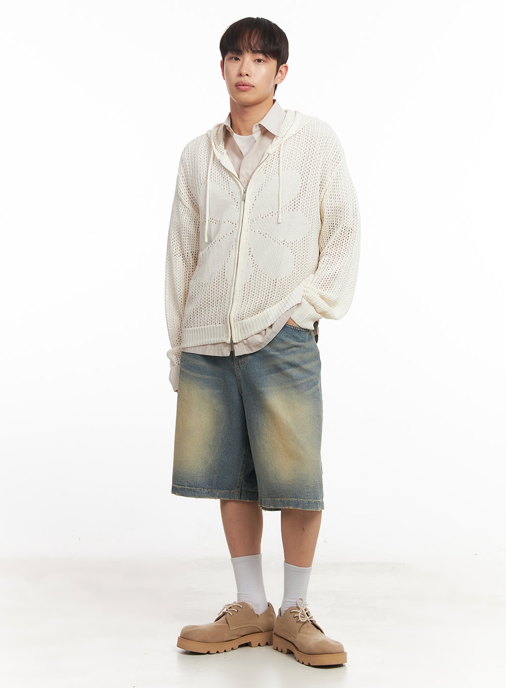 Men's Washed Wide-Fit Jorts IA518