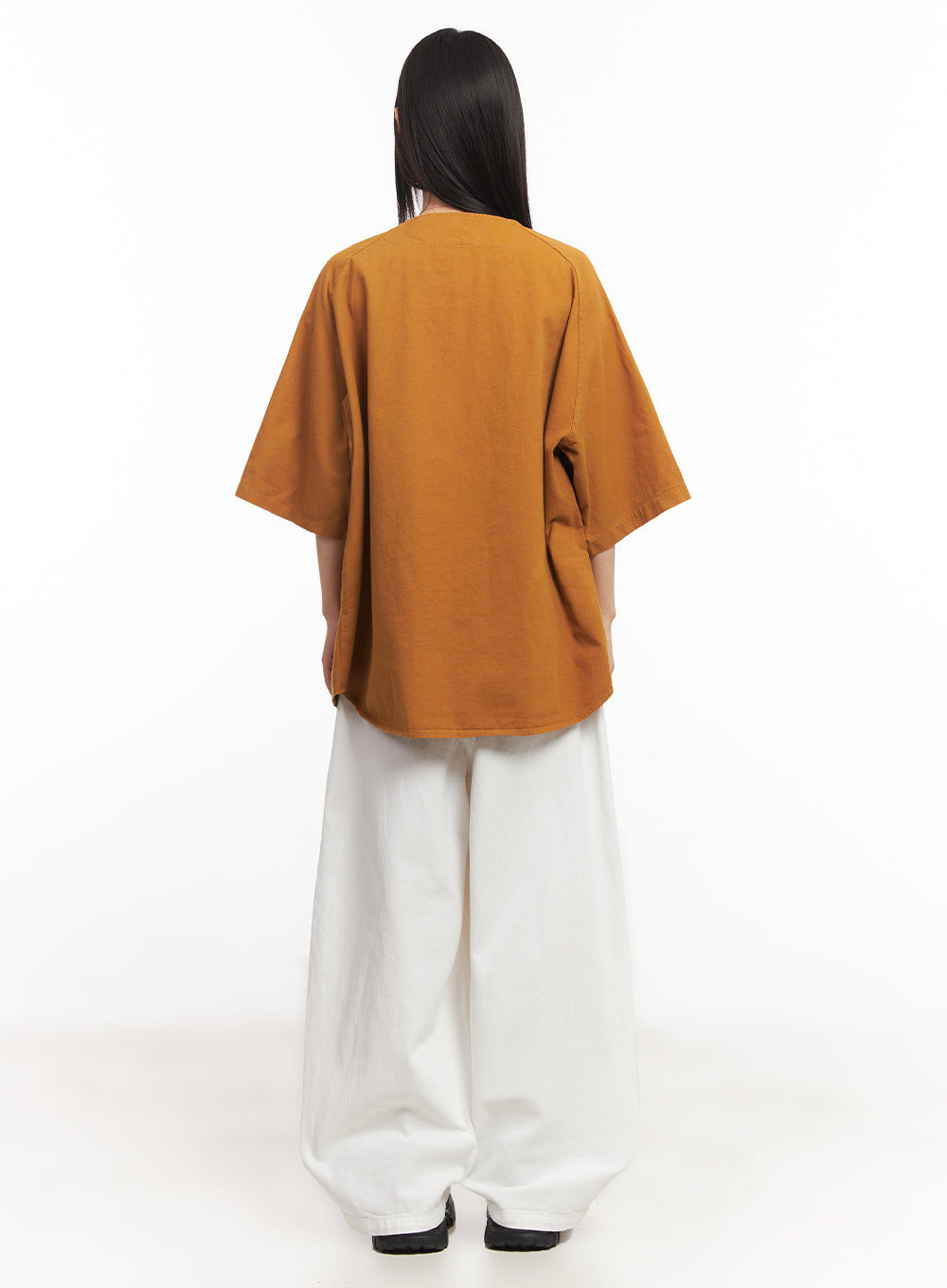 Oversized Patchwork Button-Up Shirt IA528