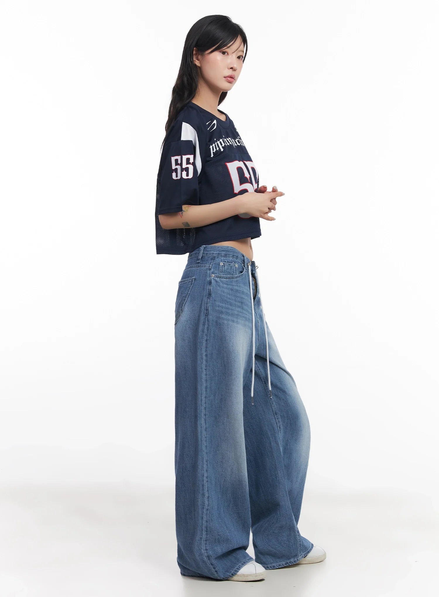 Tsuki Baggy Drawstring Denim Jeans IC503