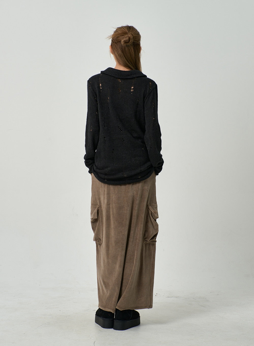 Front Split Cargo Maxi Skirt CD14