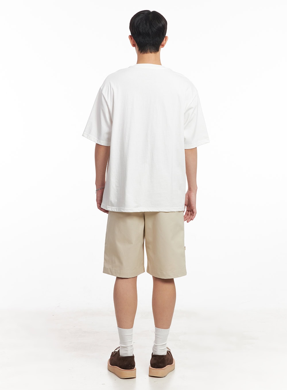 Men's Roll-Up Cotton Shorts (Light beige) IA529