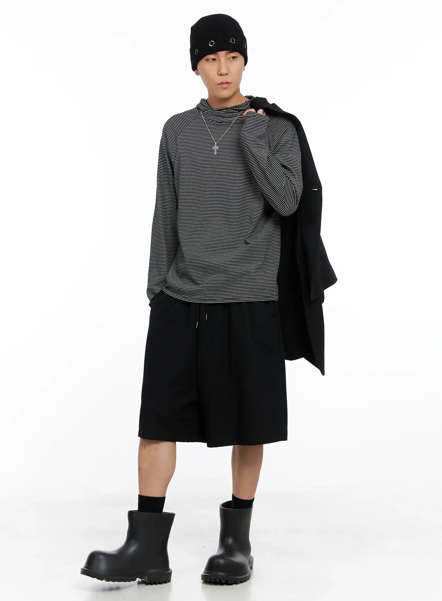 Men's Striped Long Sleeve Hoodie IS502