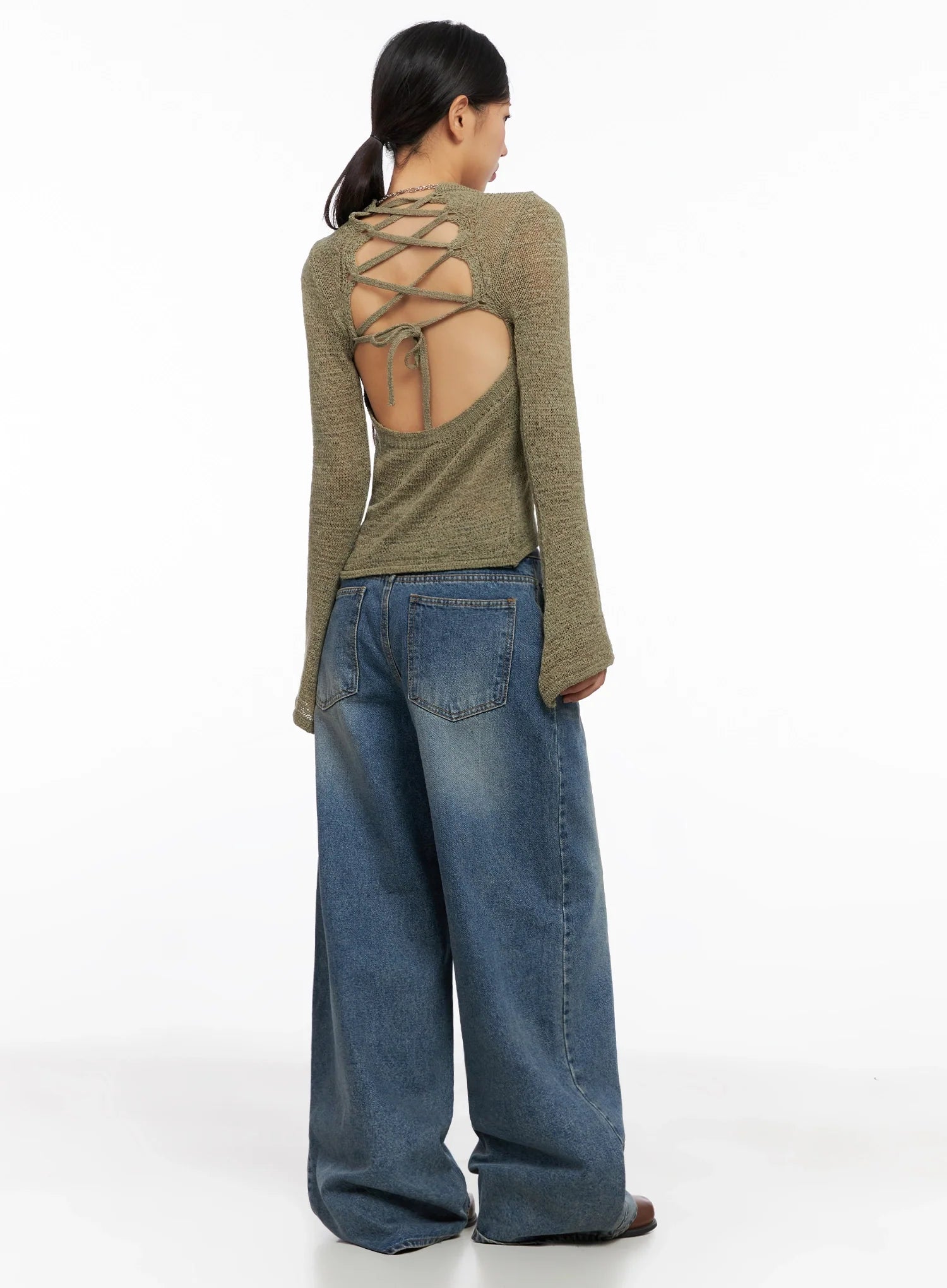 Lilah Wide-Leg Washed Jeans IG527