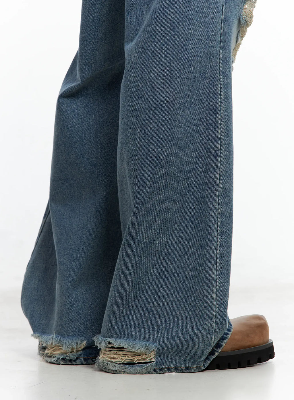 Men's Distressed Wide-Leg Denim Pants IL511