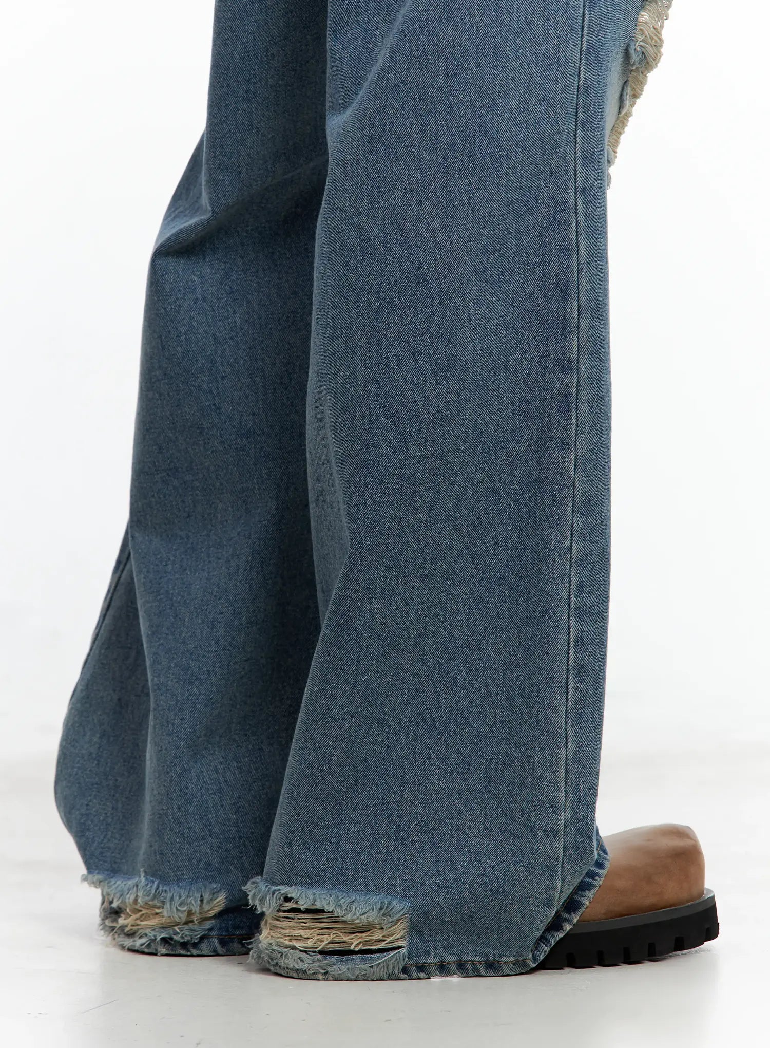 Men's Distressed Wide-Leg Denim Pants IL511