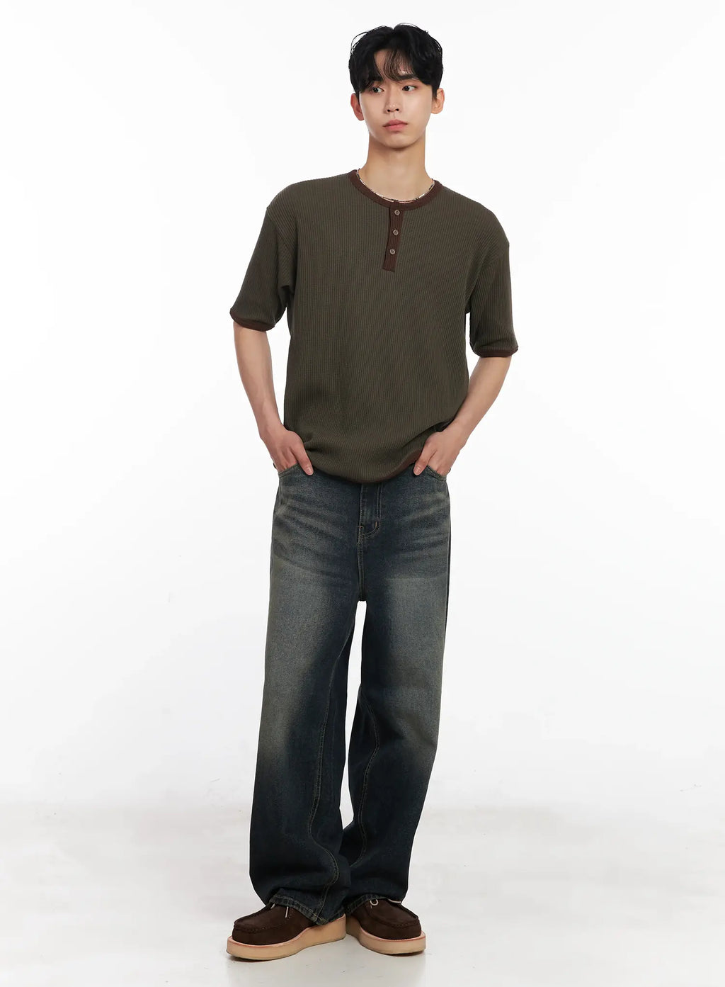 Men's Washed Baggy Jeans IU526