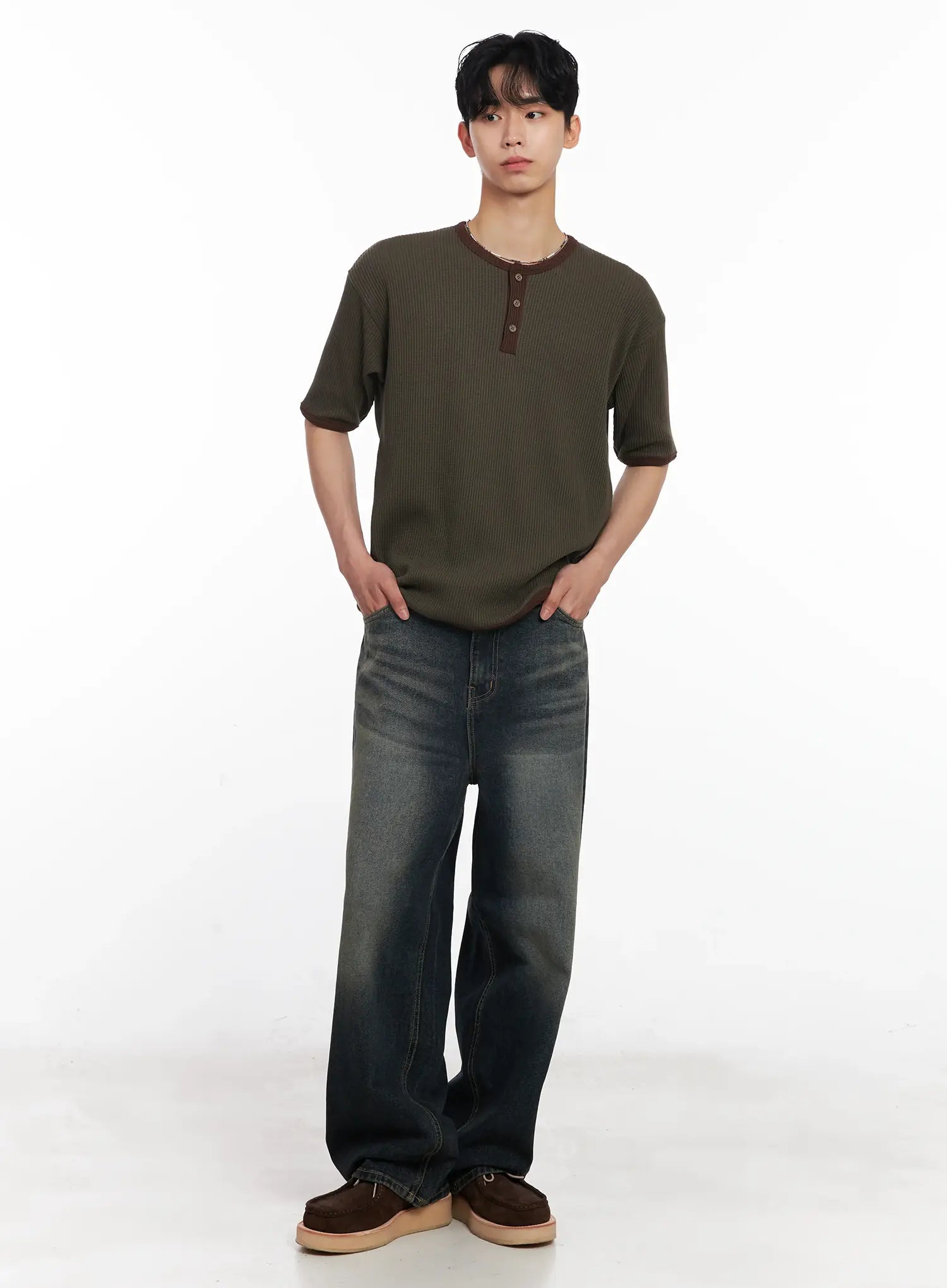 Men's Washed Baggy Jeans IU526