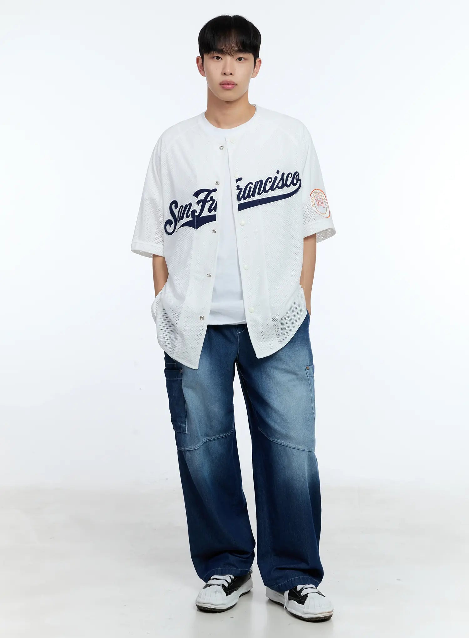 Men's Rivet Detail Wide Jeans IL517