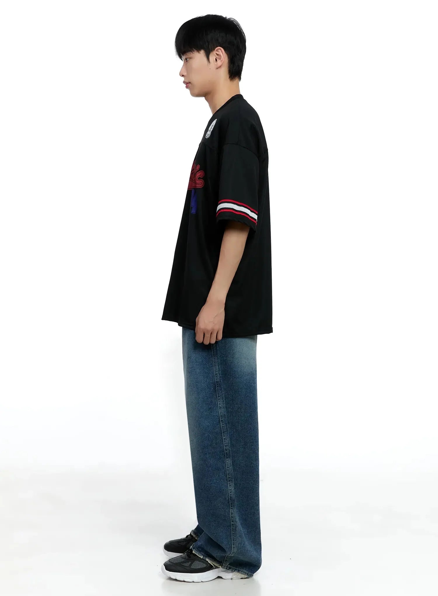 Men's Frayed Hem Baggy Jeans IG520