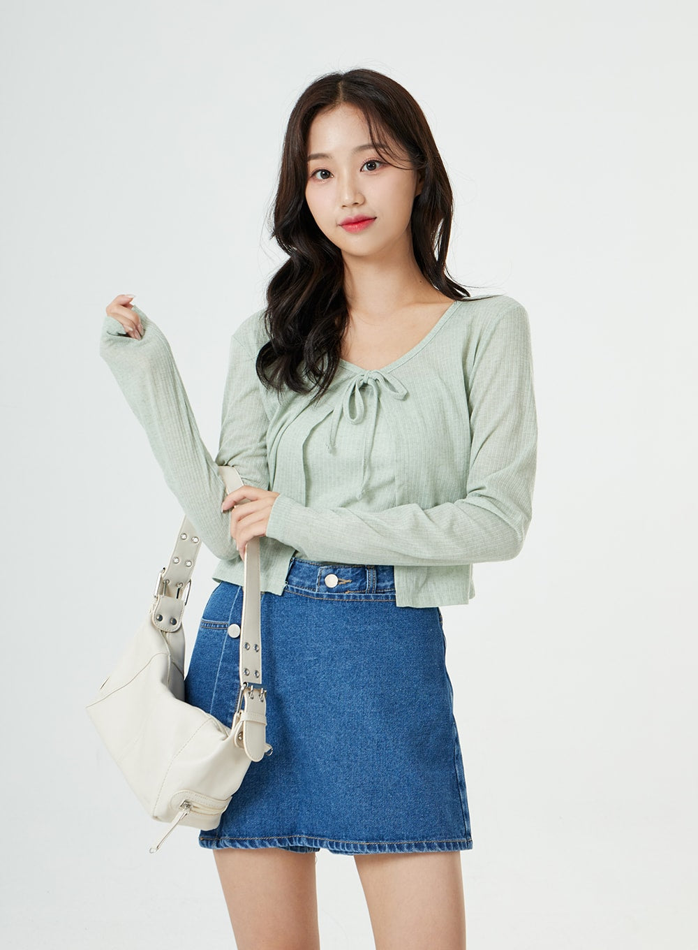 Button Wrap Cotton Denim Shorts BG25