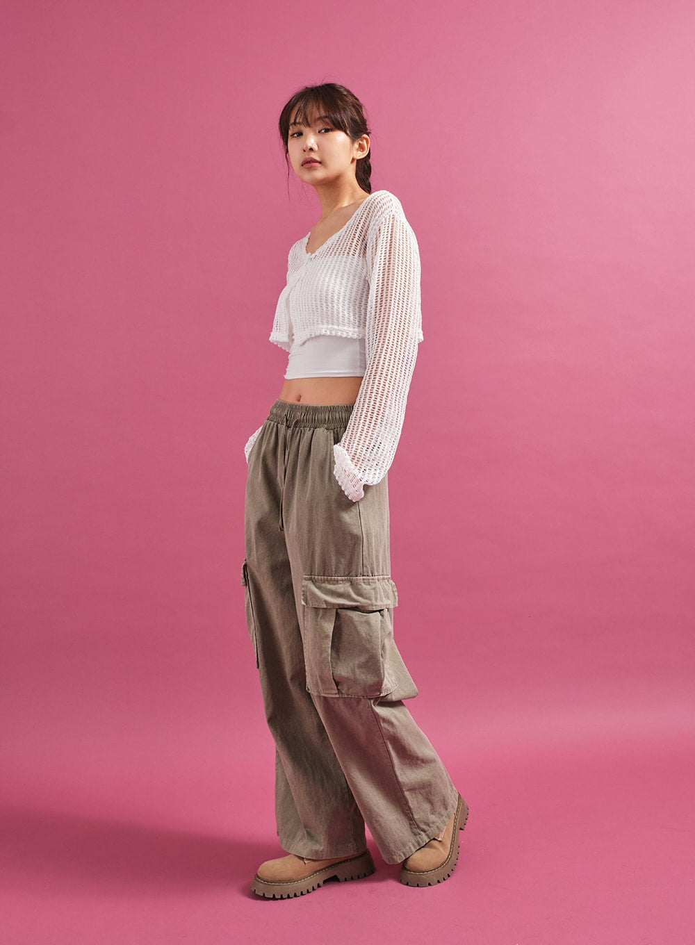 Sheer Mesh Crop Cardigan CY17