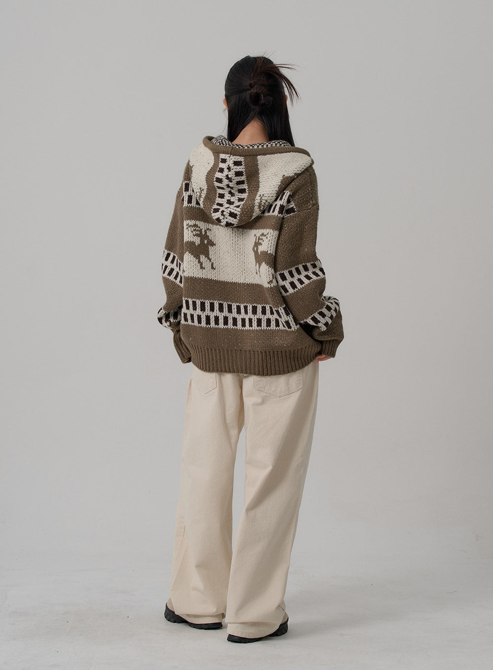 Oversize Hooded Zipper Knit CN03