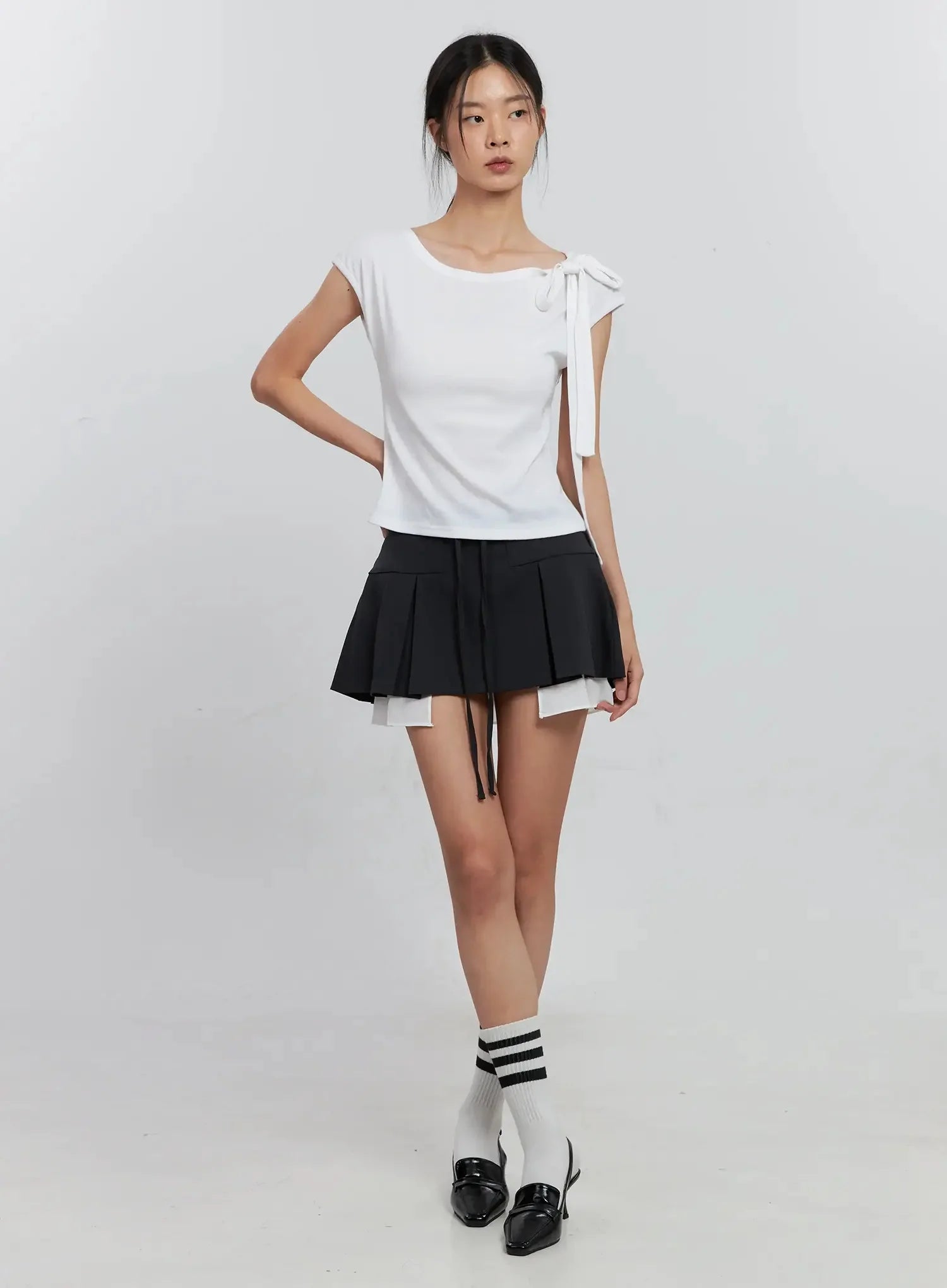 Cap Sleeve Bow Tie Top IS516