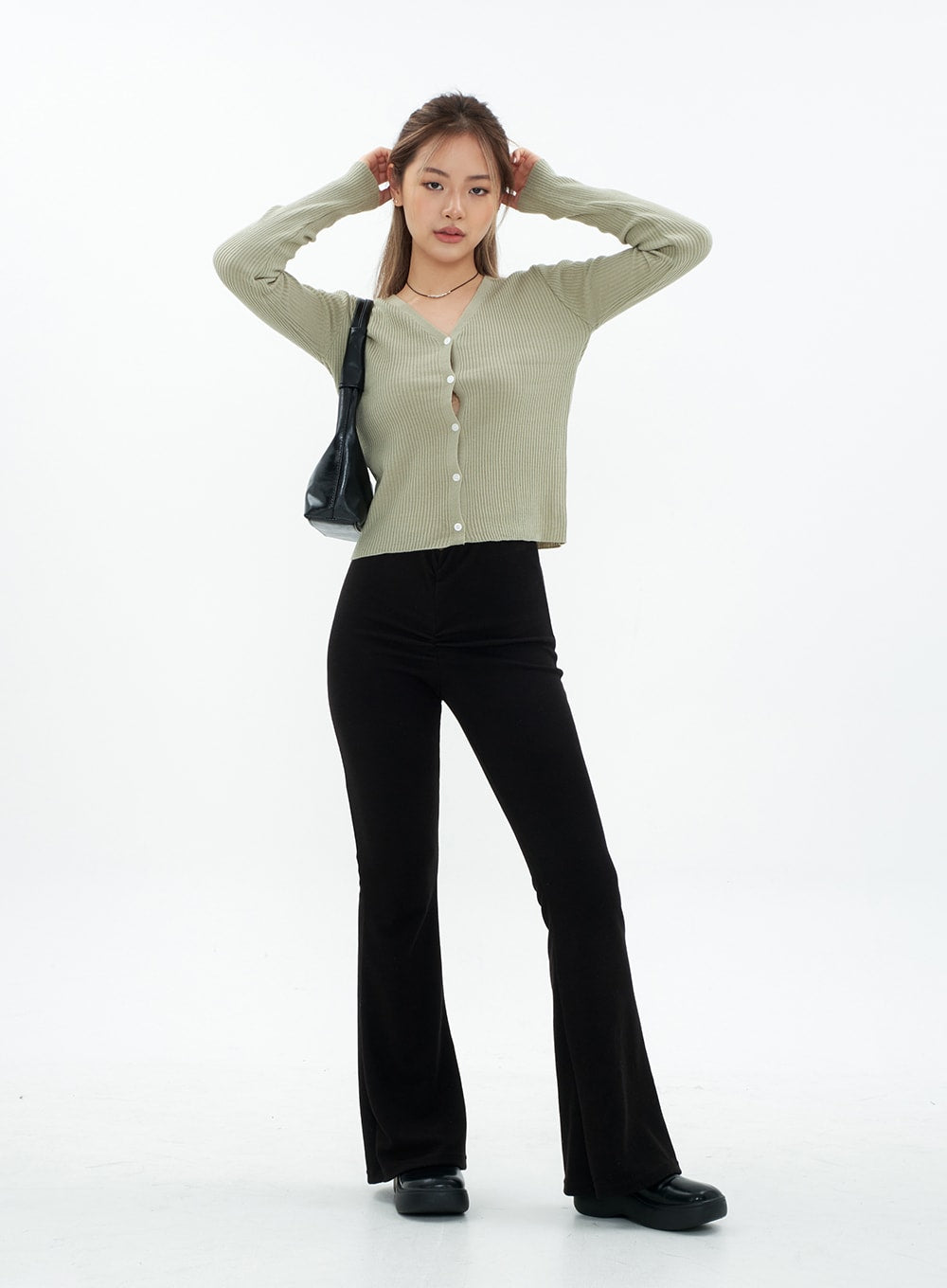 Boot-cut Shirring Banded Pants CM29
