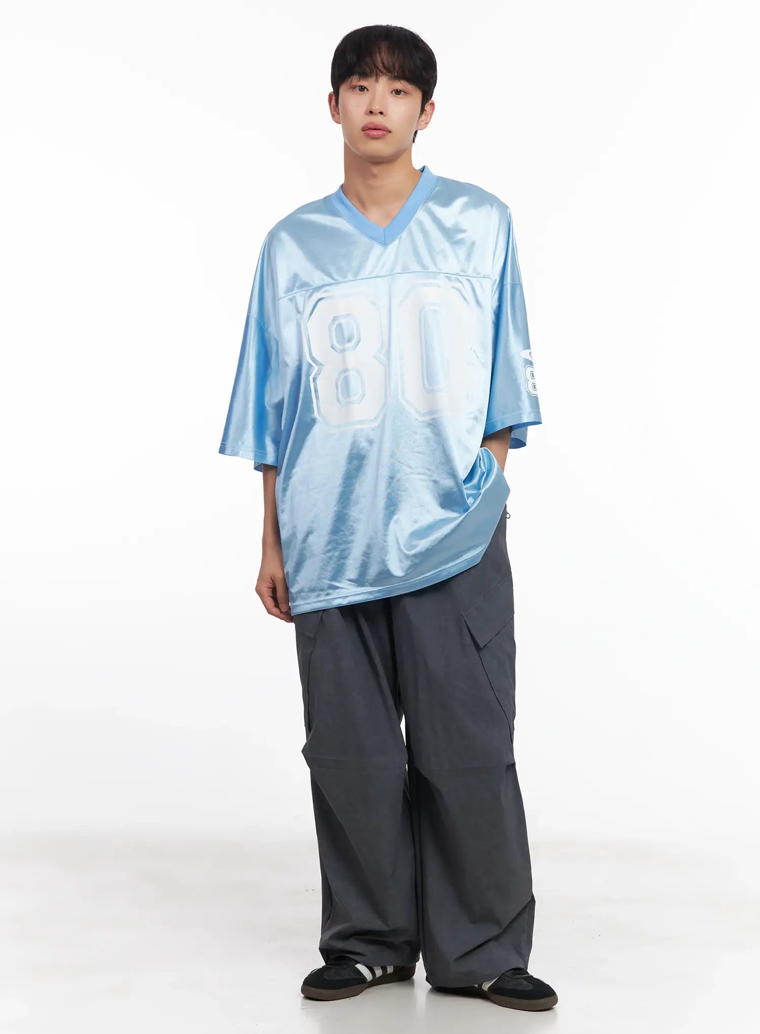 Men's Oversized V-Neck Jersey IU518
