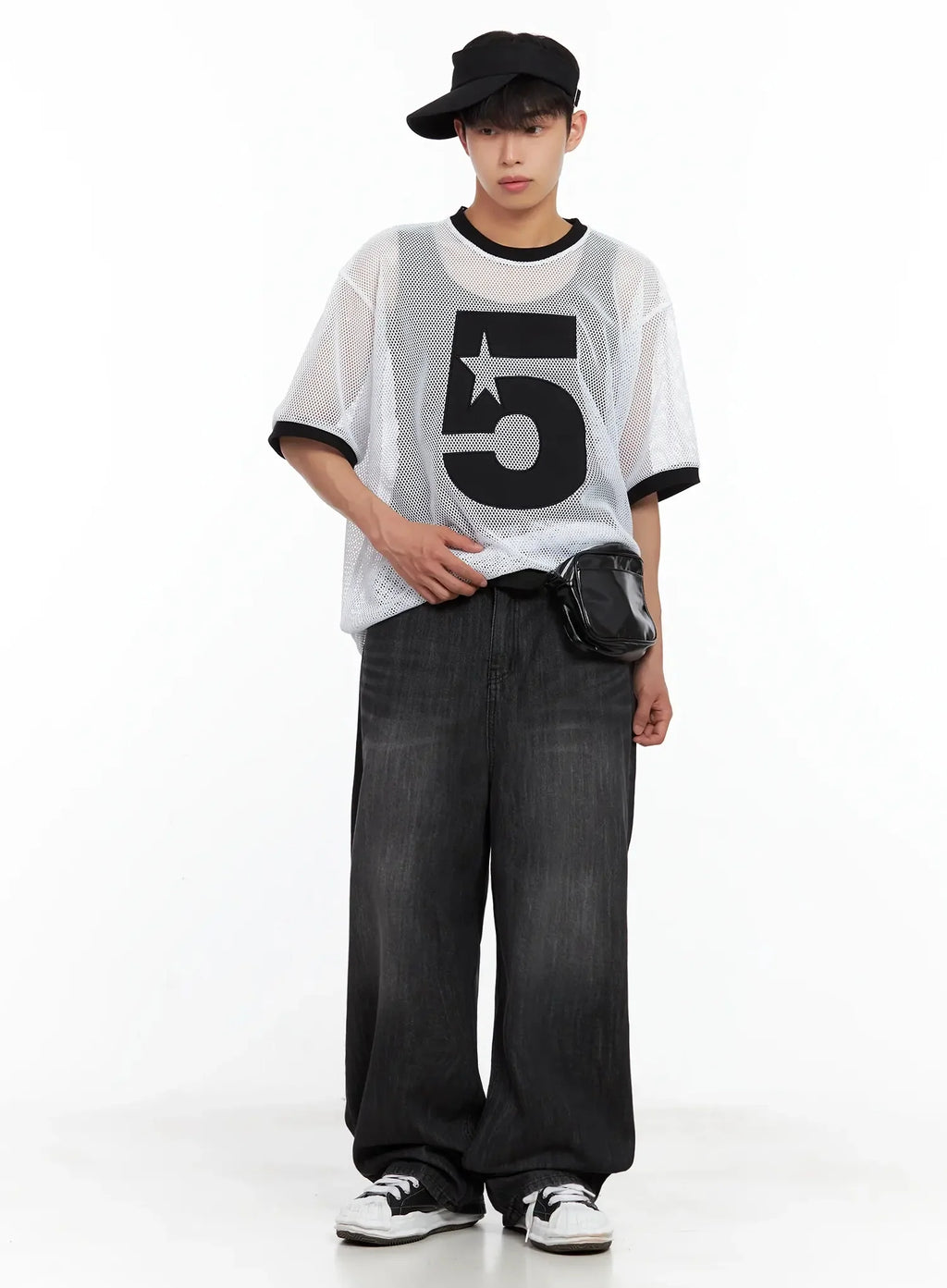 Men's Wide-Leg Washed Jeans IL516