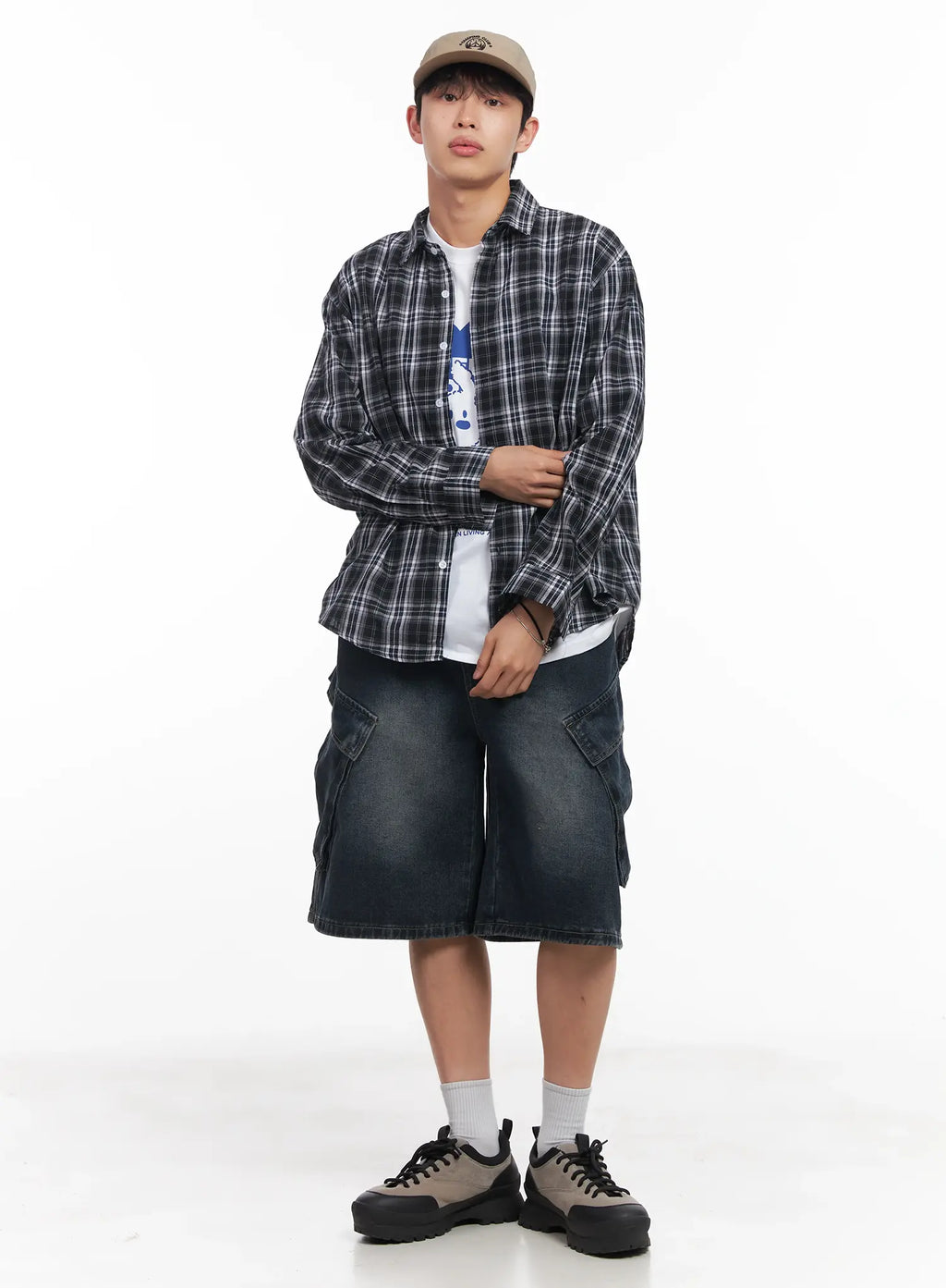 Men's Loose-Fit Flannel Shirt IU519