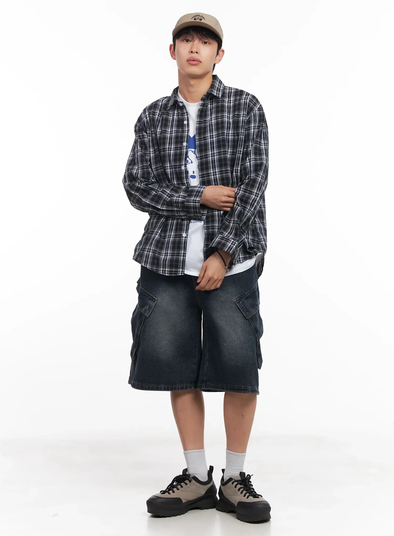 Men's Loose-Fit Flannel Shirt IU519