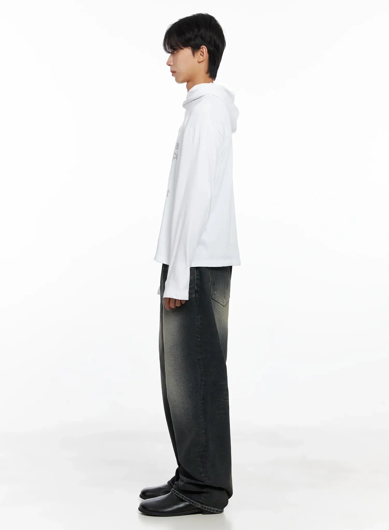 Men's Smoky Faded Wide Denim Jeans IO517