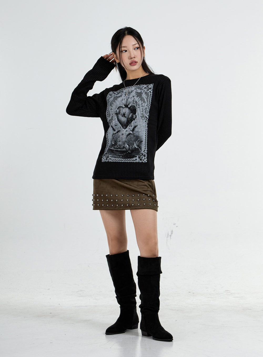 Round Neck Printed Knit CO07