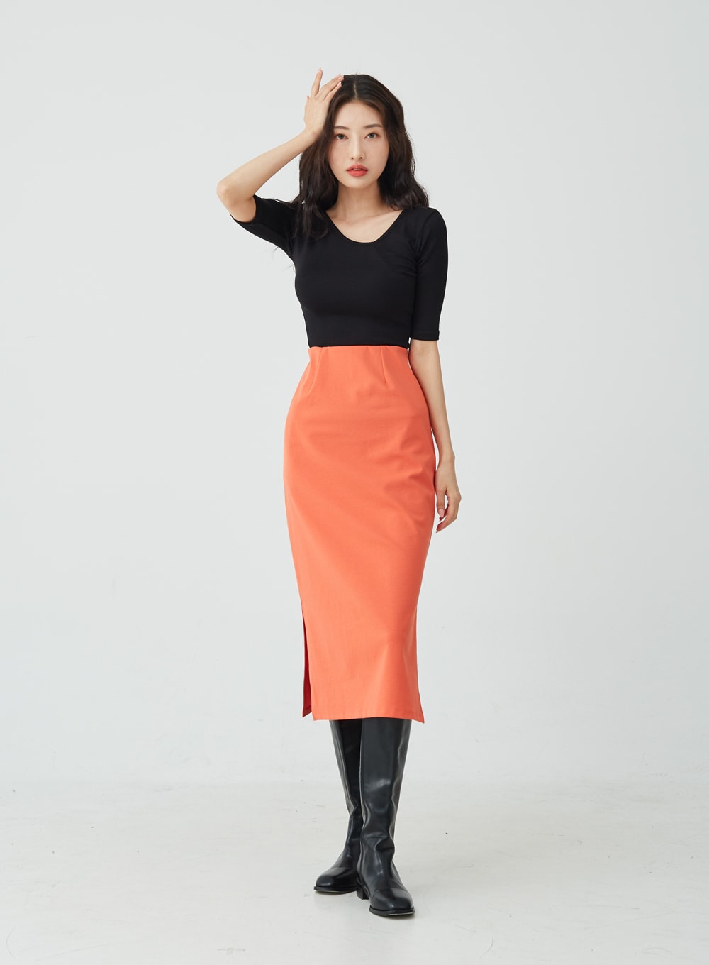Side Slit H-Line Skirt IU26