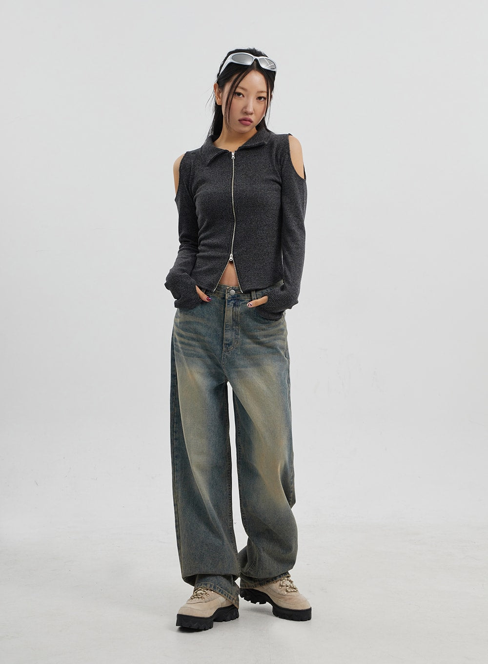 Vintage Wash Wide Leg Jeans CJ319
