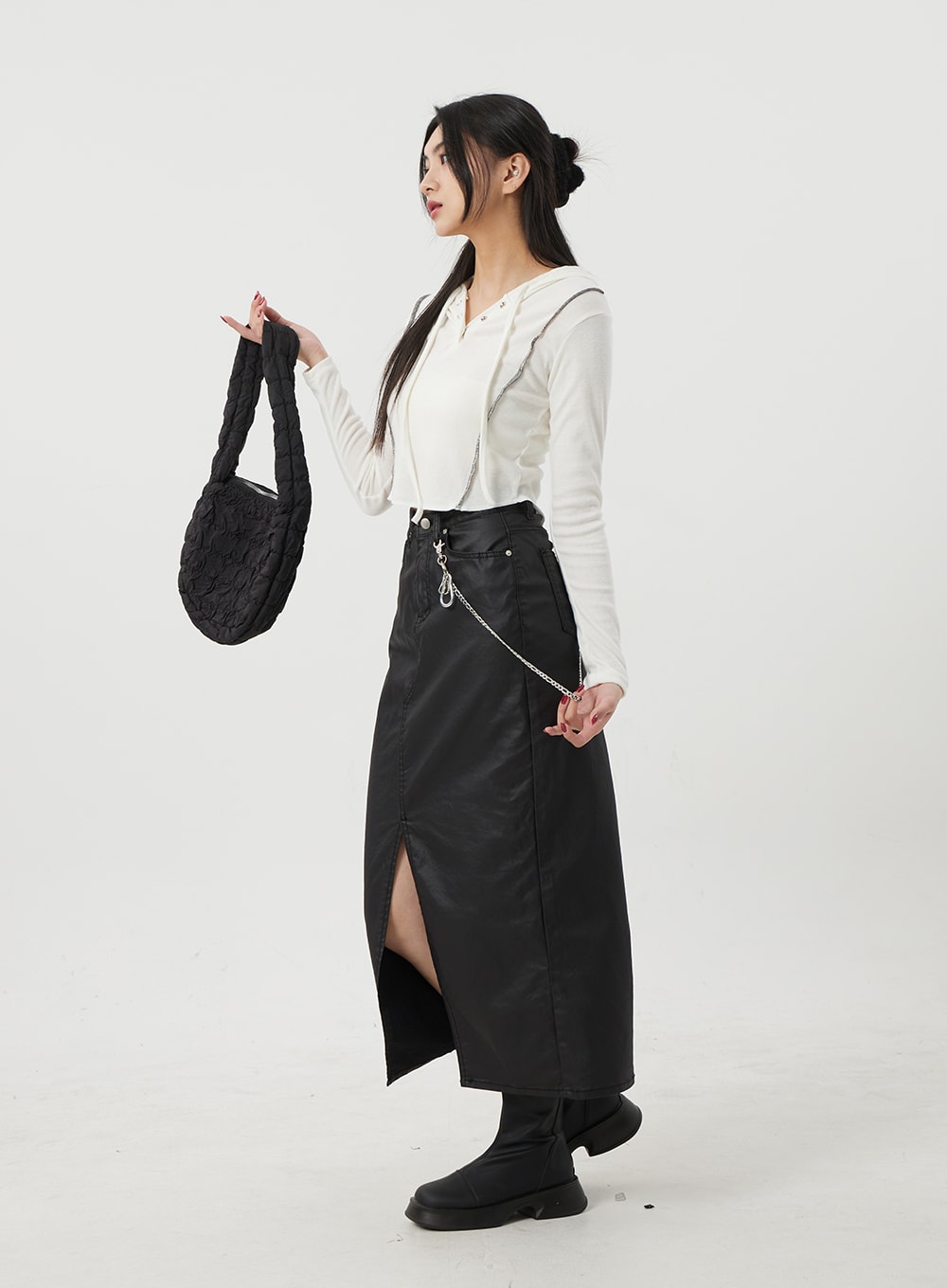 Stripe Detail Cropped Hoodie Top BJ319