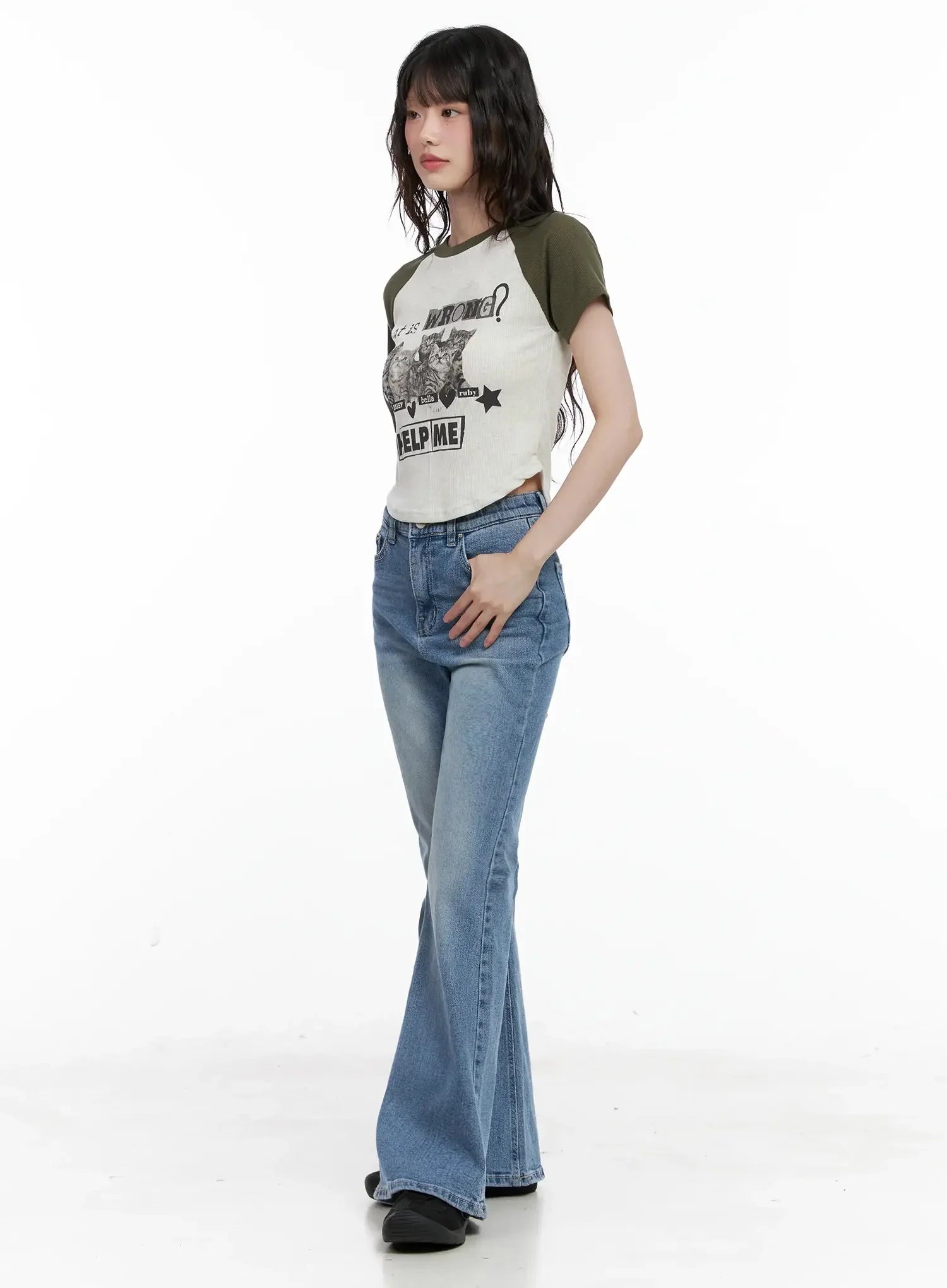 Cat Graphic Raglan Tee IL531