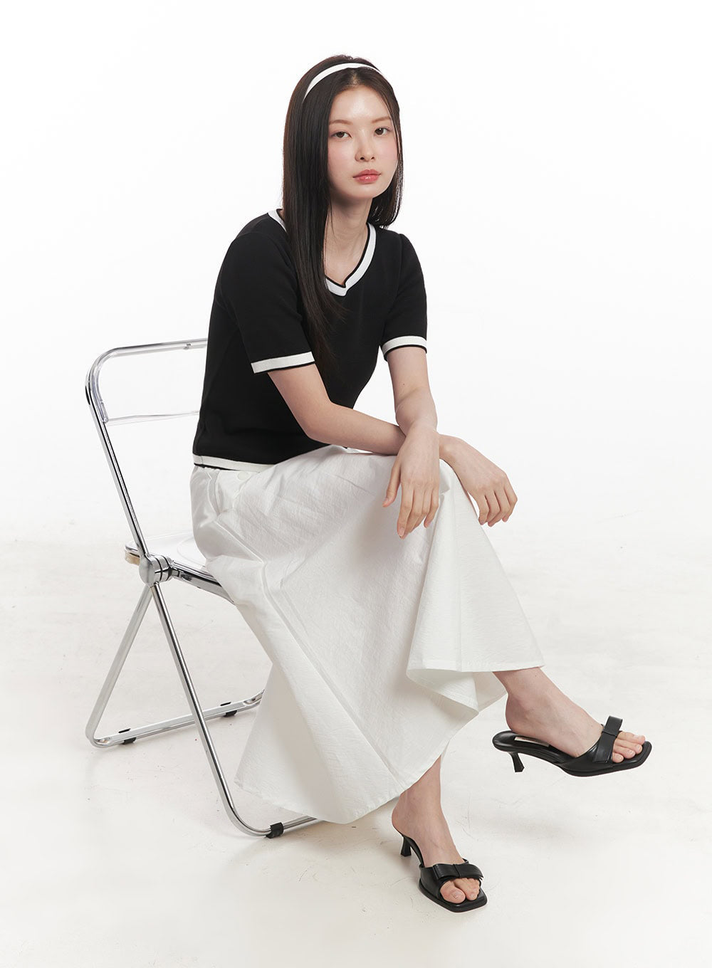 Classy Contrast Top IY513