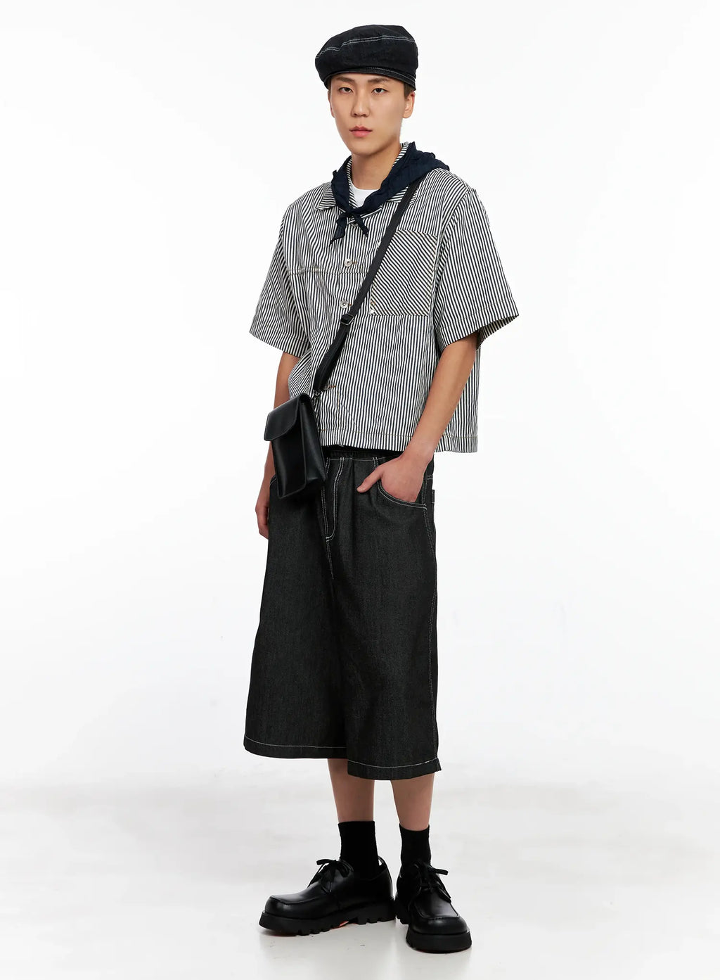 Men's Striped Cropped Jacket IG508