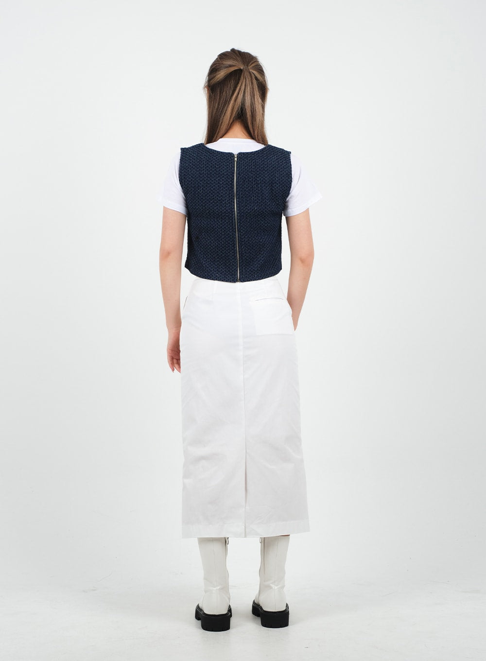 Sqaure Neck Cropped Denim Tank Top CA26