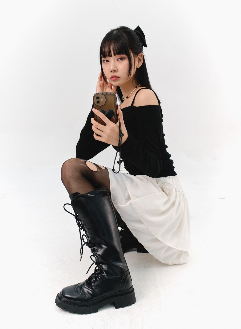 Tiered Elastic Band Mini Skirt IS322