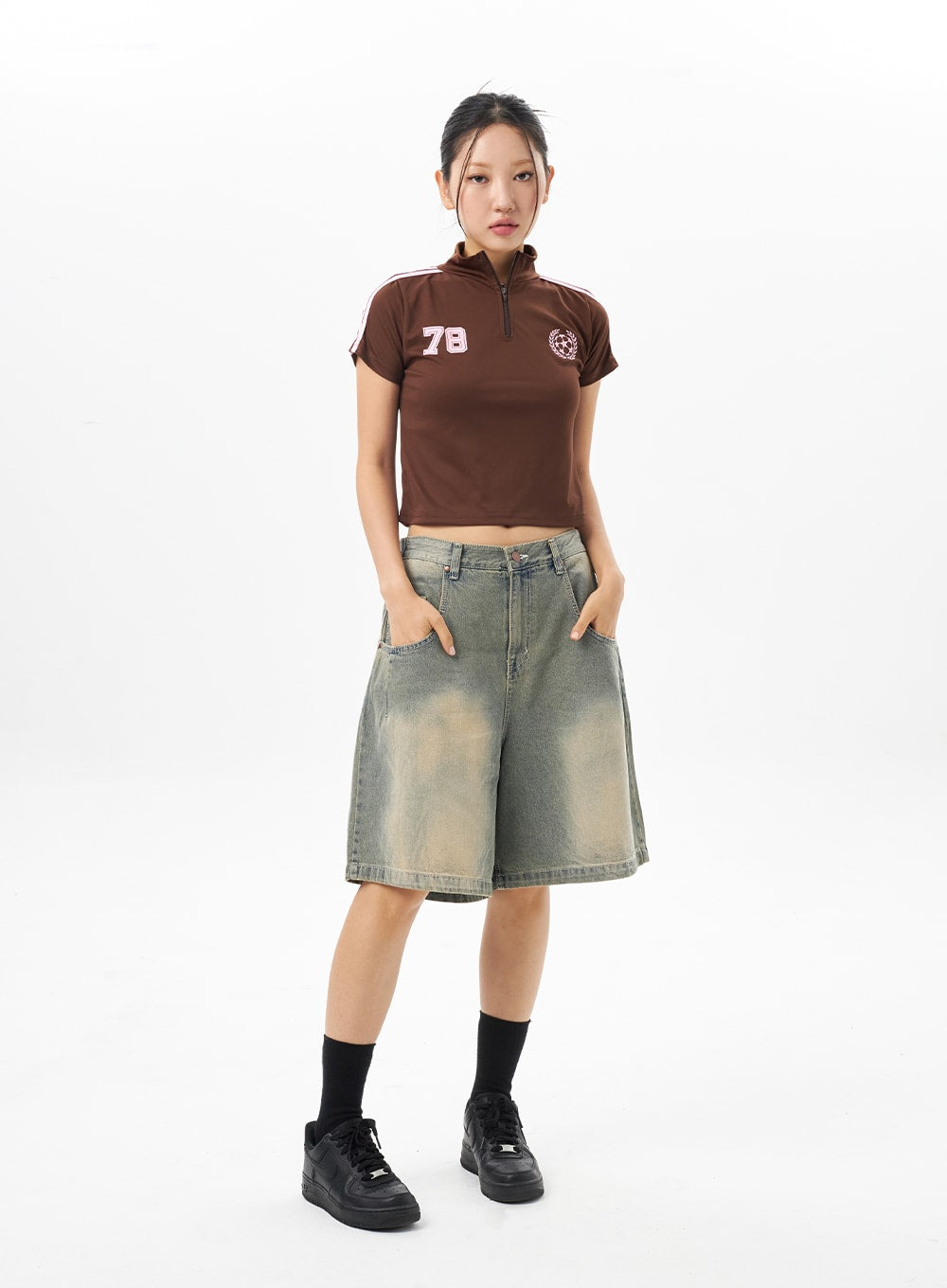 Low Rise Denim Bermuda Pants CU316