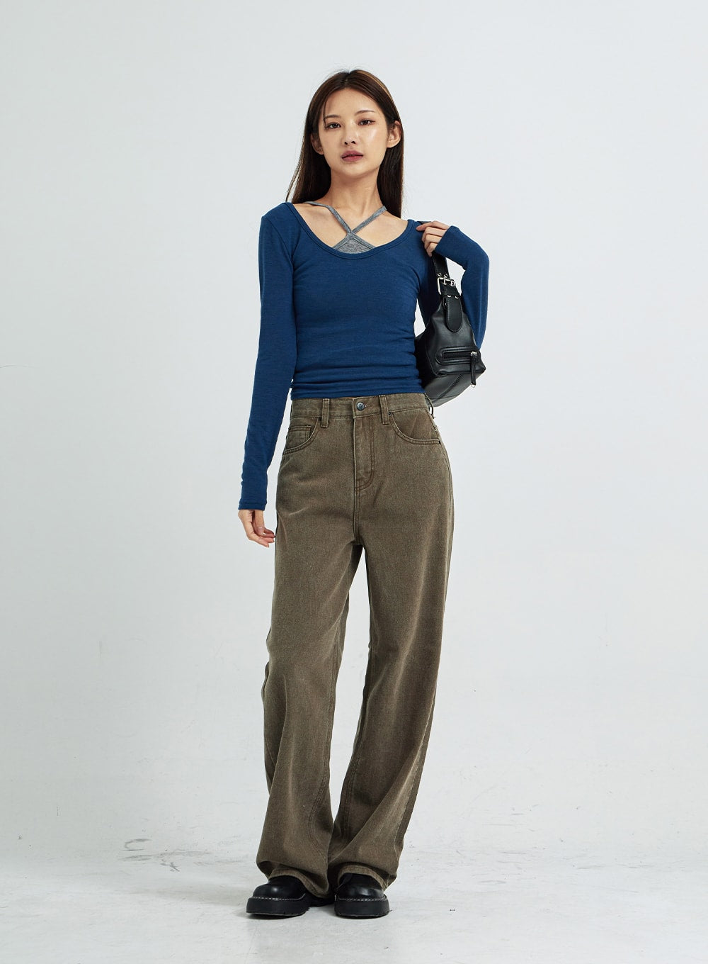 Caroline Long Sleeve Strip Top Set CS07