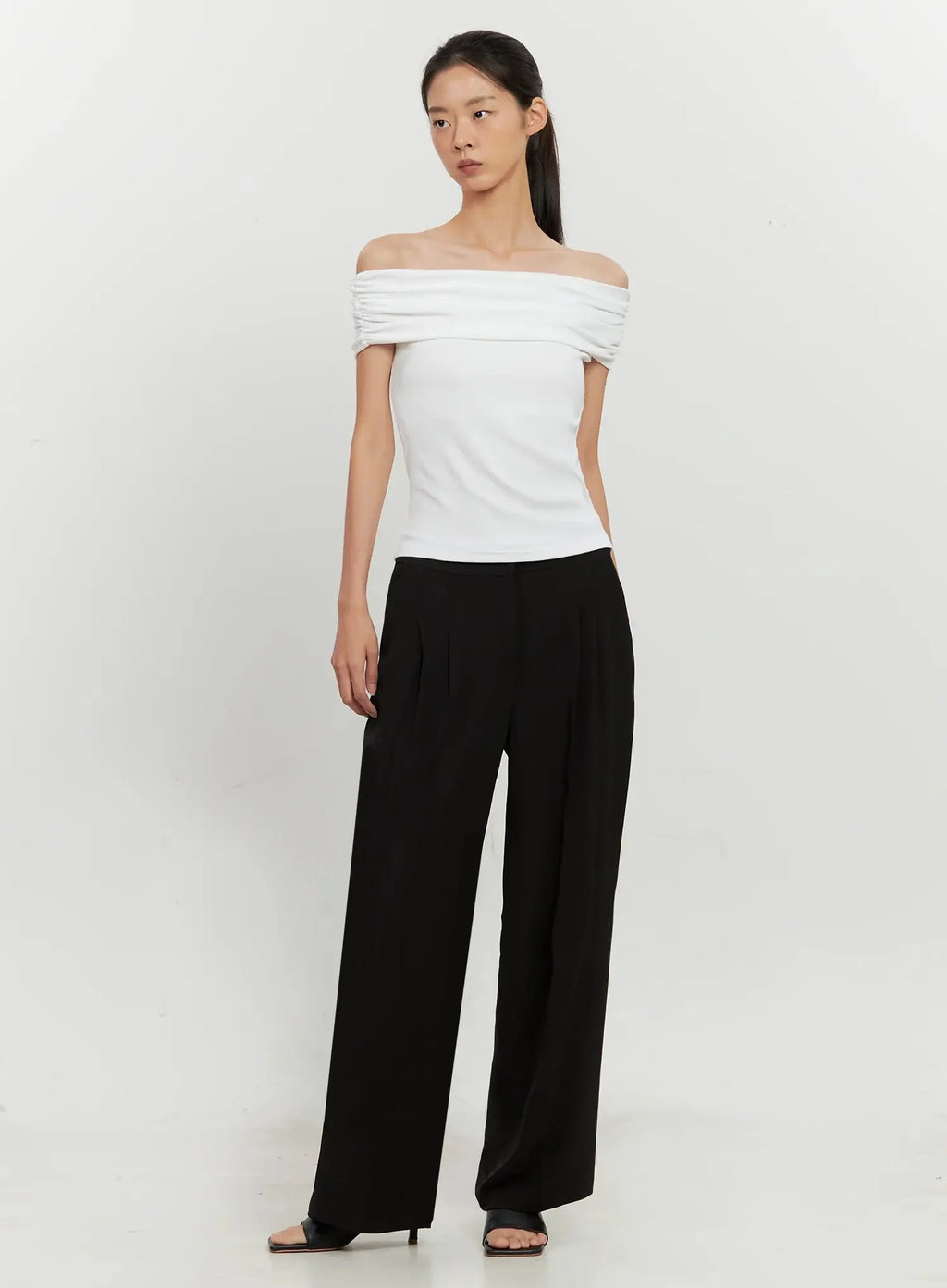 Chic Pintuck Wide-Leg Slacks IS516