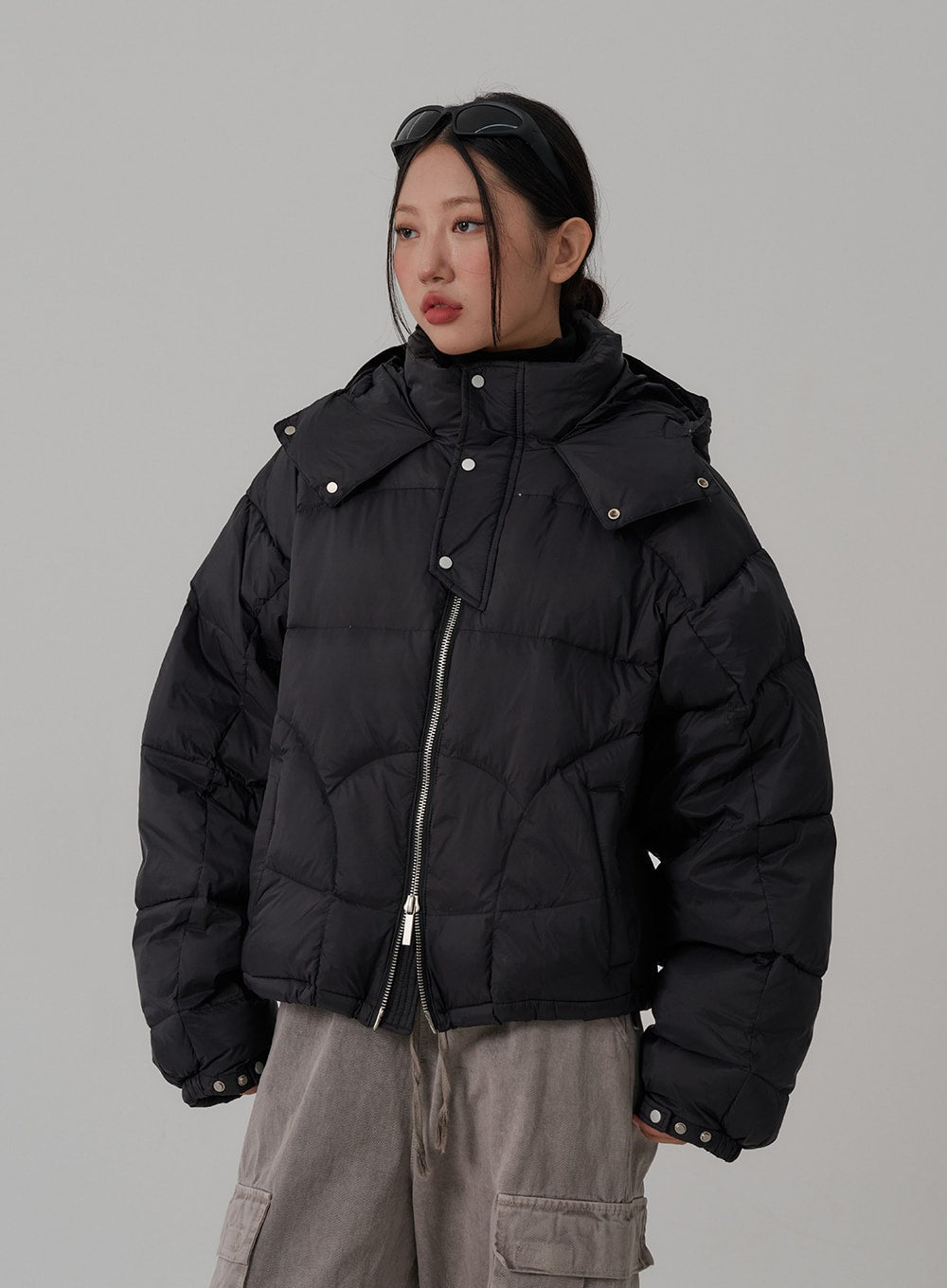 Elastic Waist Vintage Cargo Wide Pants CN03