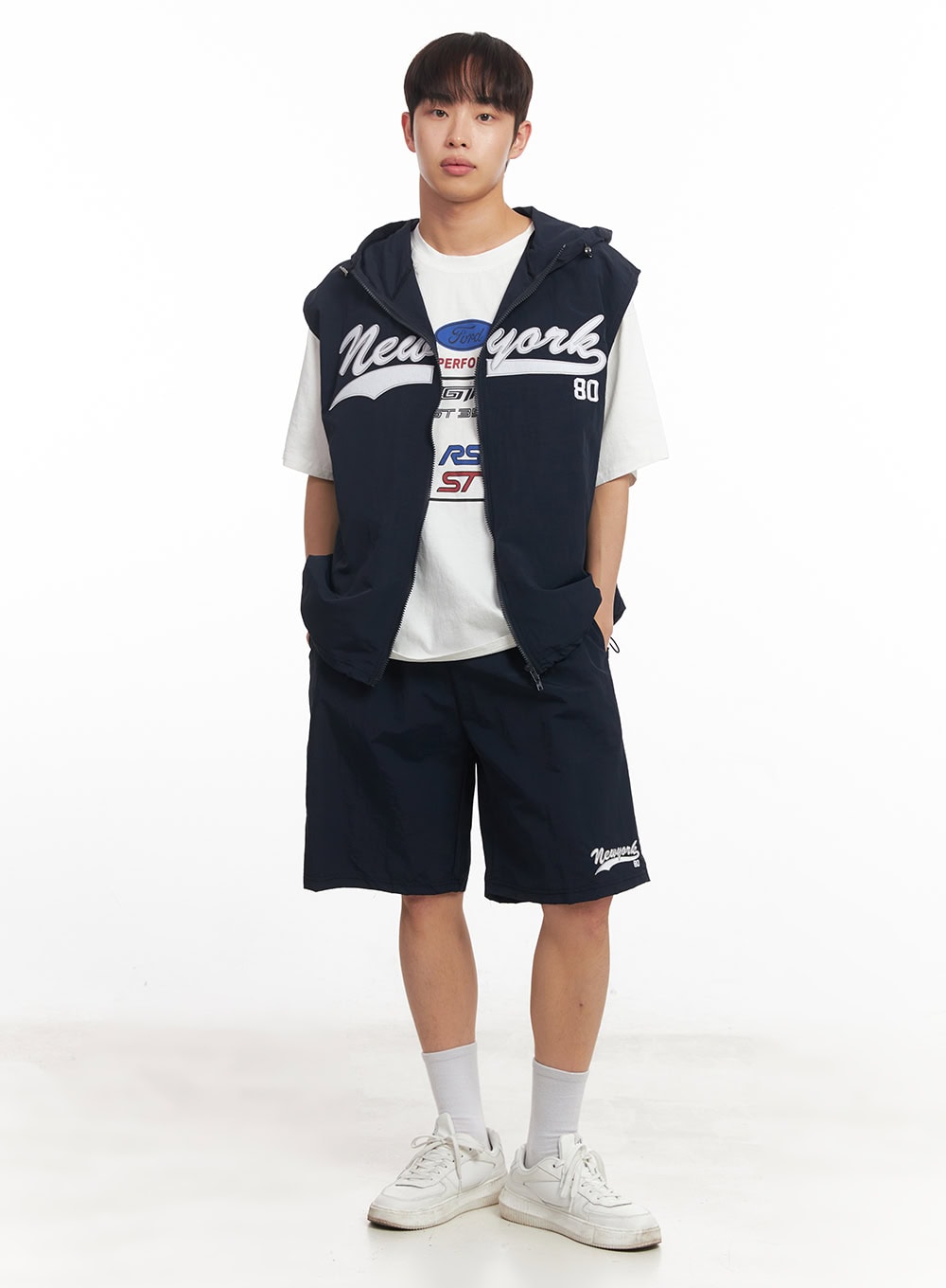 Men's New York Graphic Hooded Vest IA518