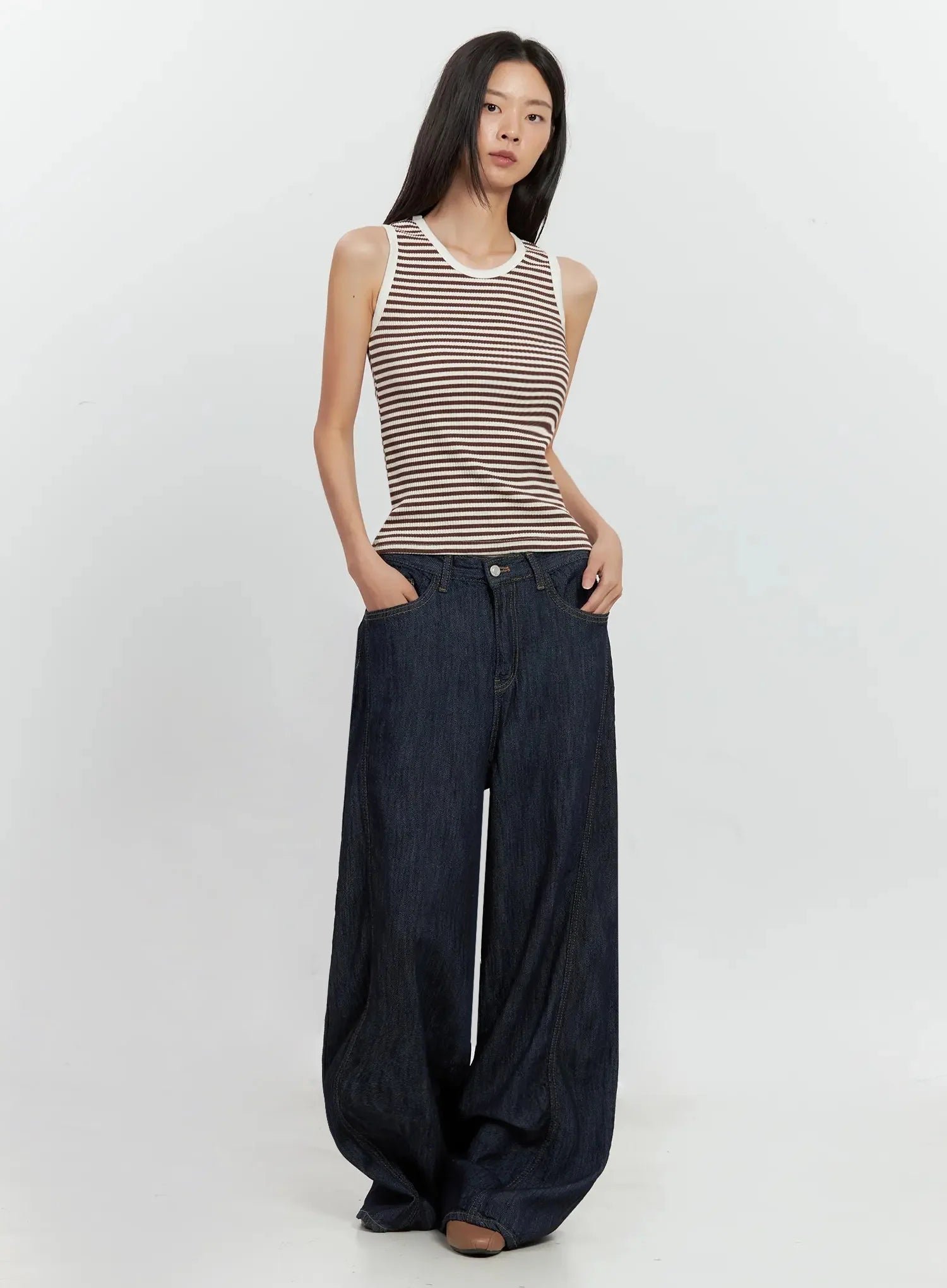 Striped Knit Tank Top IL528