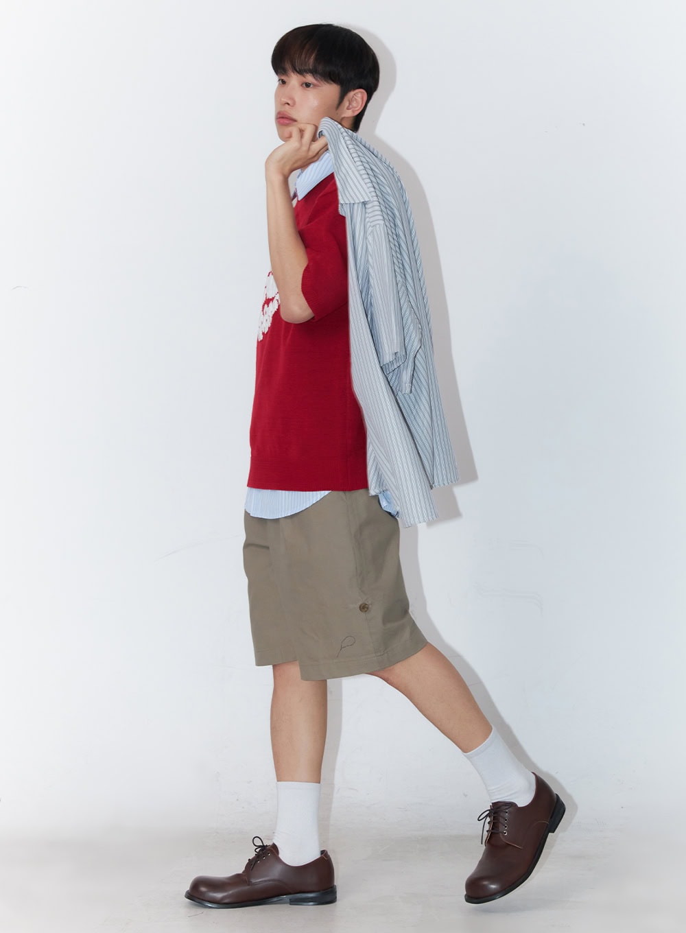 Men's Short Sleeve Buttoned Striped Shirt IA521