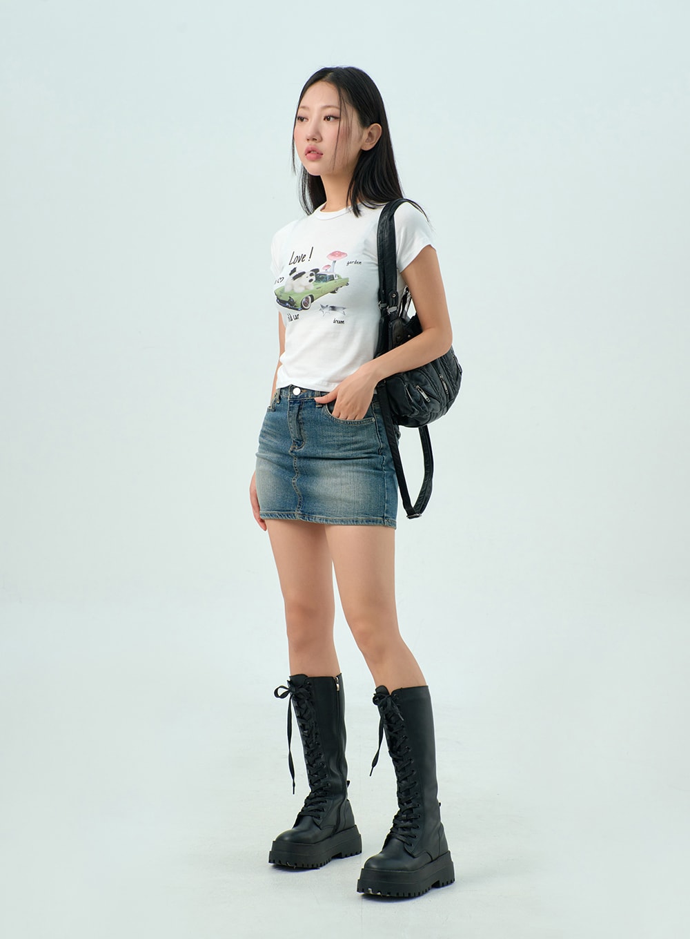 Mid-Wash Denim Skirt CY330