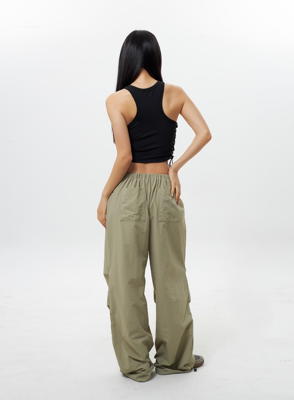 Nylon Wide Track Pants IY311